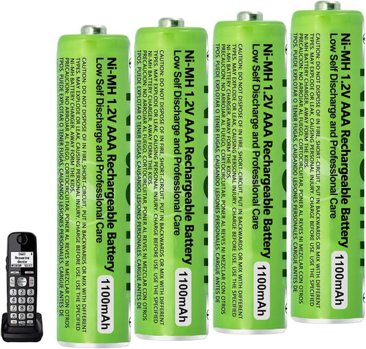 4 Pack NI-MH AAA Rechargeable Battery for Panasonic, 1.2V 1100mah AAA Rechargeable Batteries for Panasonic Cordless Phones Handset, Remote Controls, Electronics
