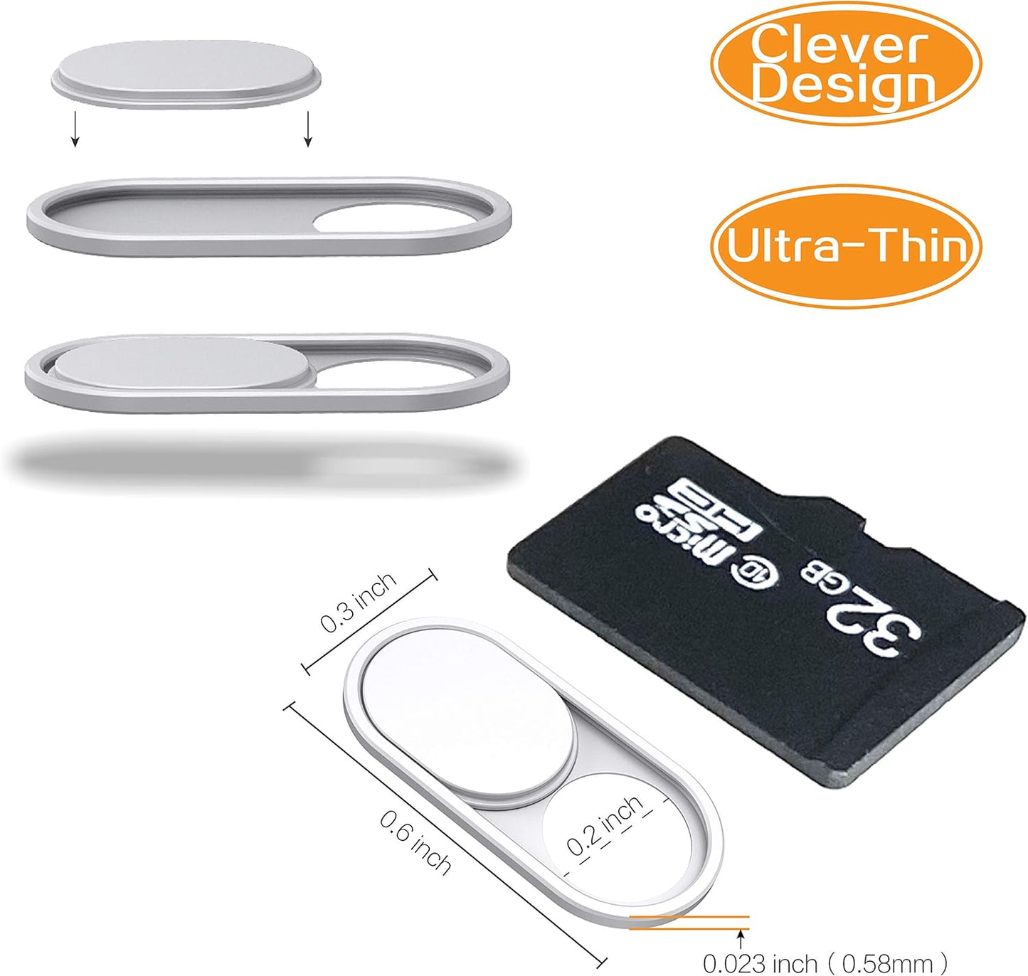 imluckies Metal Webcam Cover Slide, 0.023 inch Camera Cover for Laptop Computer MacBook Pro/Air iMac iPad Tablet iPhone 8/7 Plus, Echo Show/Spot Web Camera Blocker Privacy Protector [1 Black+1 White]