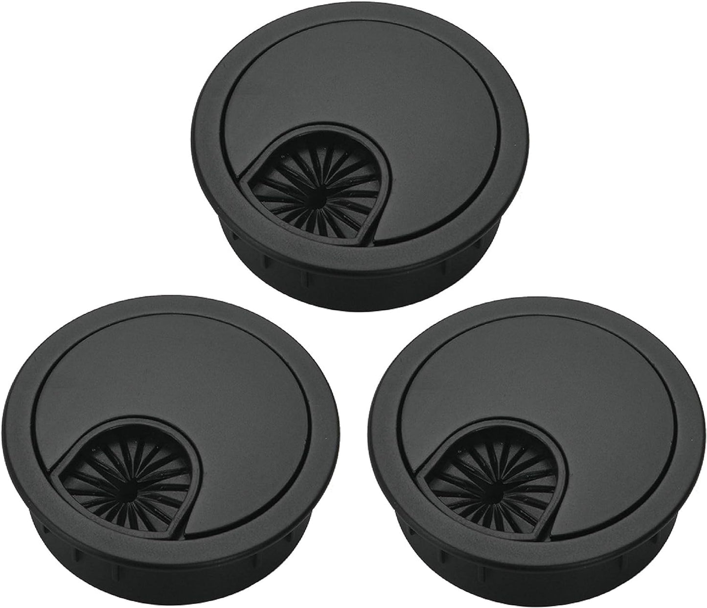 3 Pcs Satin Nickel Metal Cable Grommet, Zinc Alloy Desk Table Grommet Cable Cord Hole Cover for Home and Office, Fits 2inchs Hole 50MM Black