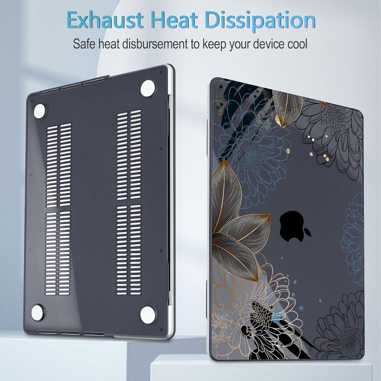 Mektron Case for MacBook Pro 16" M4 A3403 A3186 M3 A2991 M2 A2780 M1 A2485 (2021/2023/2024) Pro/Max with Touch ID, Hard Shell Plastic Laptop Cover Keyboard Cover Screen Protector, Line Chrysanthemums