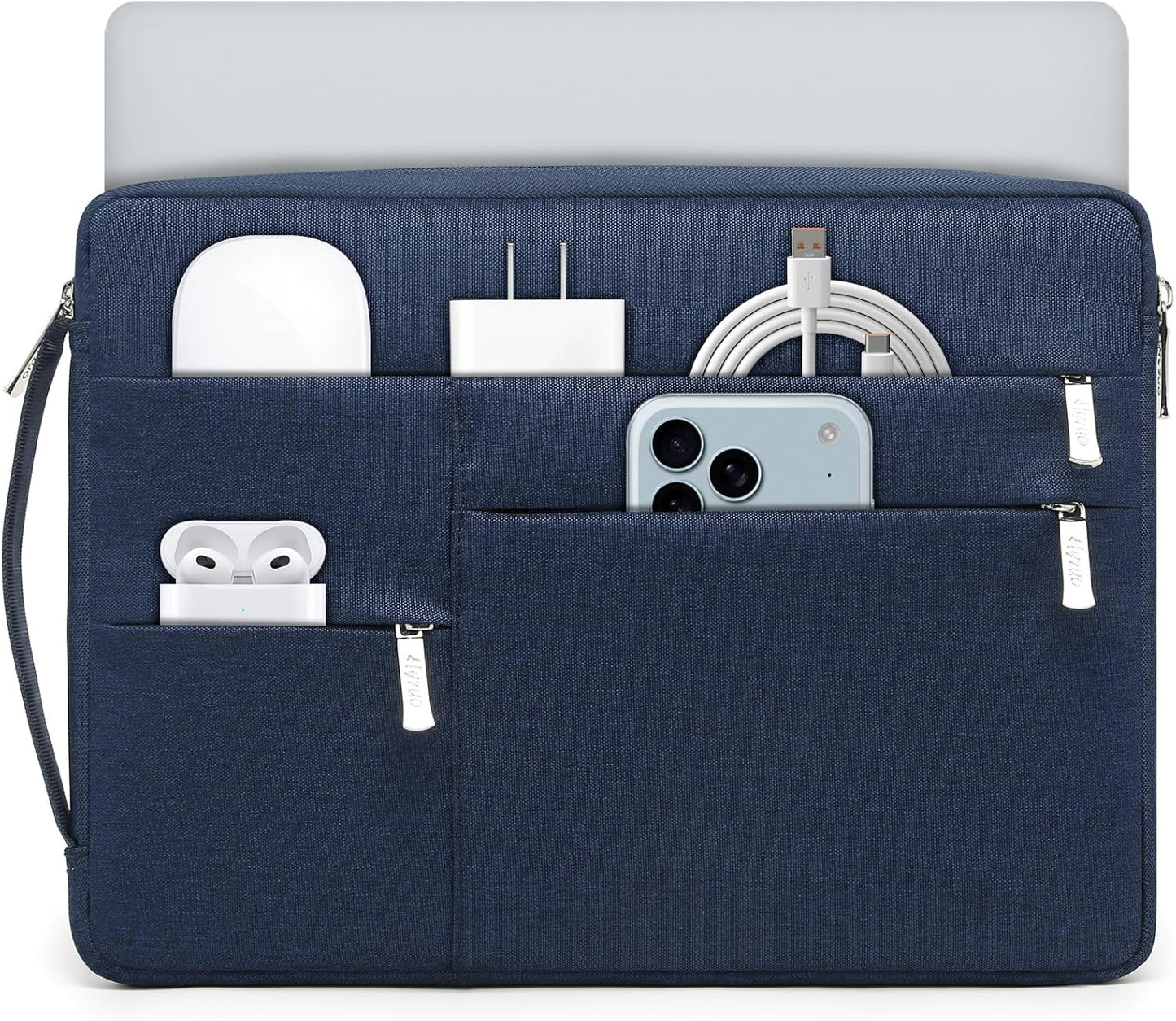 HYZUO 15-16 Inch Laptop Sleeve Bag for MacBook Pro 16 M4/M3/M2/M1 2025-2019, 15" Surface Book, Portable NoteBook Case for 15" 15.6" HP Dell Lenovo ThinkBook Asus Acer Samsung HUAWEI, Navy Blue