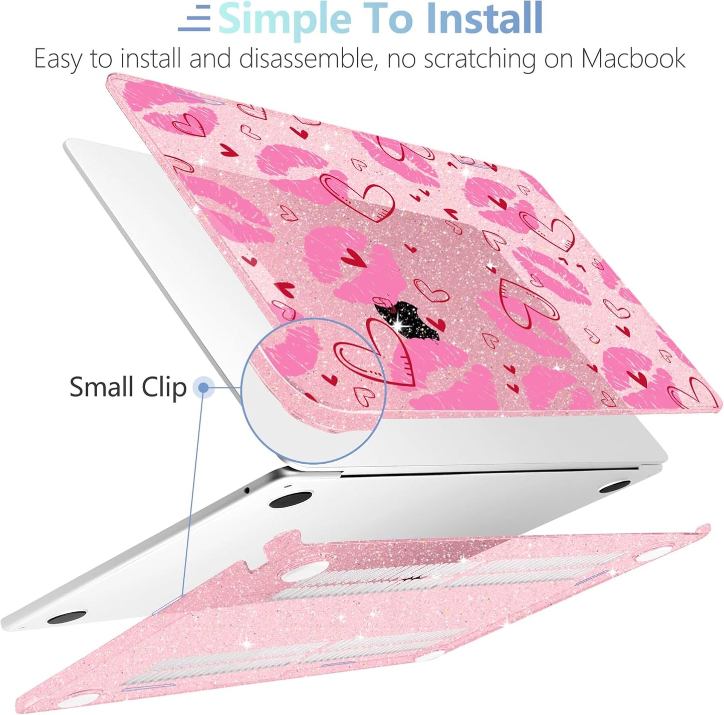 MEEgoodo for M4/M3/M2 MacBook Air 15.3 inch Case 2025 2024 2023, Case Fit Model (A3241/A3114/A2941) for MacBook Air 15 inch, Laptop Hard Shell with Keyboard Cover, Cute Kiss & Love