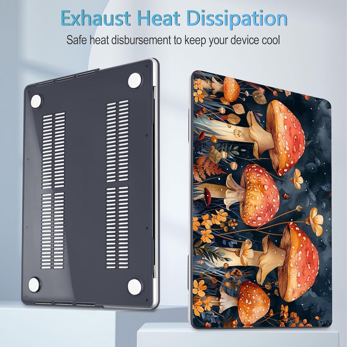 Mektron Case for MacBook Pro 16" M4 A3403 A3186 M3 A2991 M2 A2780 M1 A2485 (2021/2023/2024) Pro/Max with Touch ID, Hard Shell Plastic Laptop Cover Keyboard Cover Screen Protector, Mushrooms