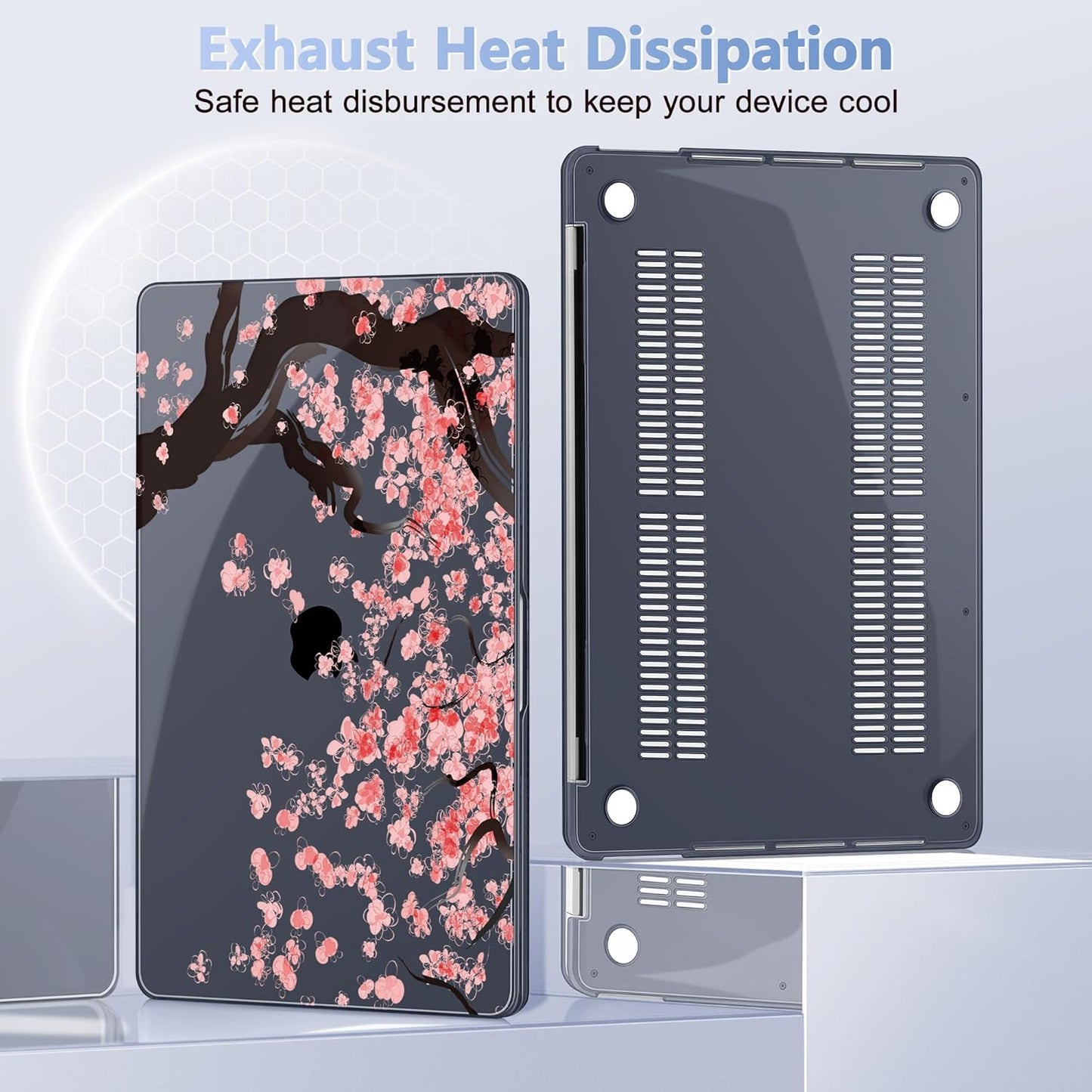 May Chen Compatible with MacBook Pro 13 inch Case 2022 2021 2020 Release Models A2338 M2 M1 A2251 A2289, Plastic Hard Shell Case + Keyboard Cover for MacBook Pro 13" with Touch Bar, Cherry Blossom