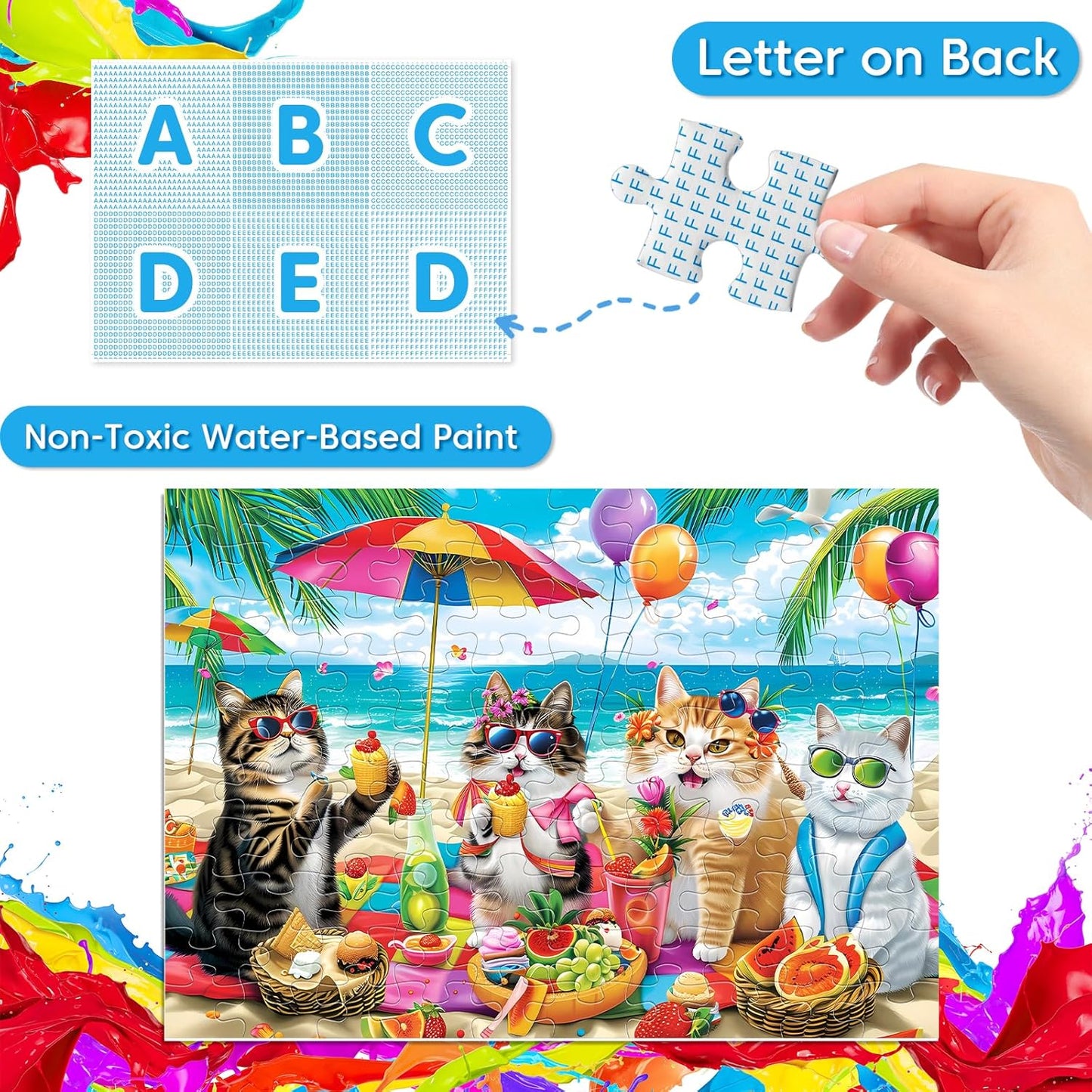4-Pack 100 Piece Puzzles for Kids Ages 4-6 - Cats & Dogs Puzzles for Kids Ages 6-8 Kid Puzzle Educational Search & Find Toy Preschool Large Piece Puzzle for Adults Seniors