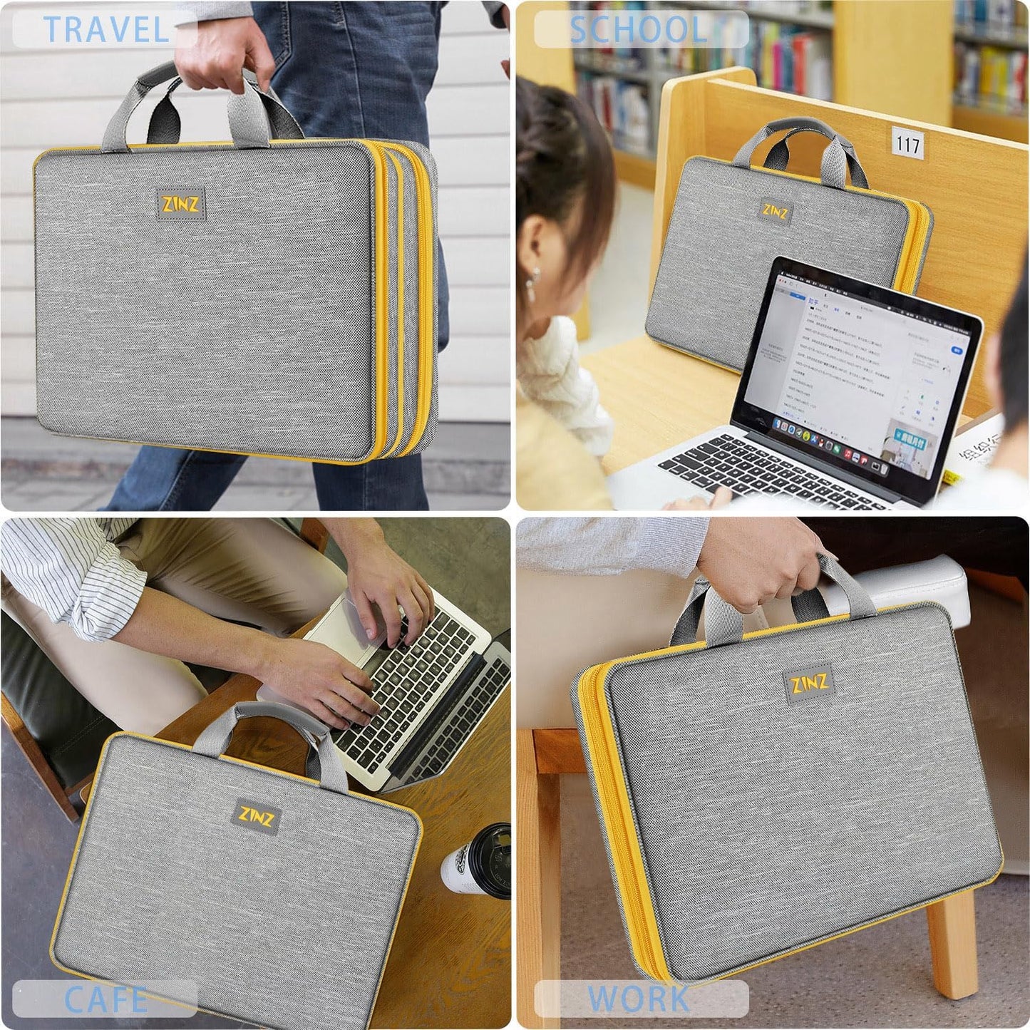 ZINZ Slim Expandable Laptop Case 15.6 Inch Sleeve Upgraded Protective Durable Recycled Carrying Case Compatible with MacBook 15" & 16" and Most 15" 15.6" 16" Notebook,G01YL01