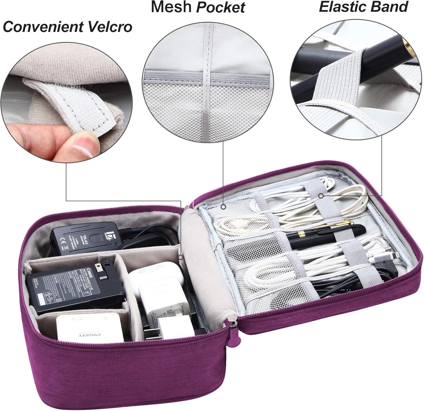 Electronics Organizer Travel Universal Cable Organizer Bag Waterproof Electronics Accessories Storage Cases for Cable, Charger, Phone, USB, SD Card, Hard Drives, Power Bank, Cords