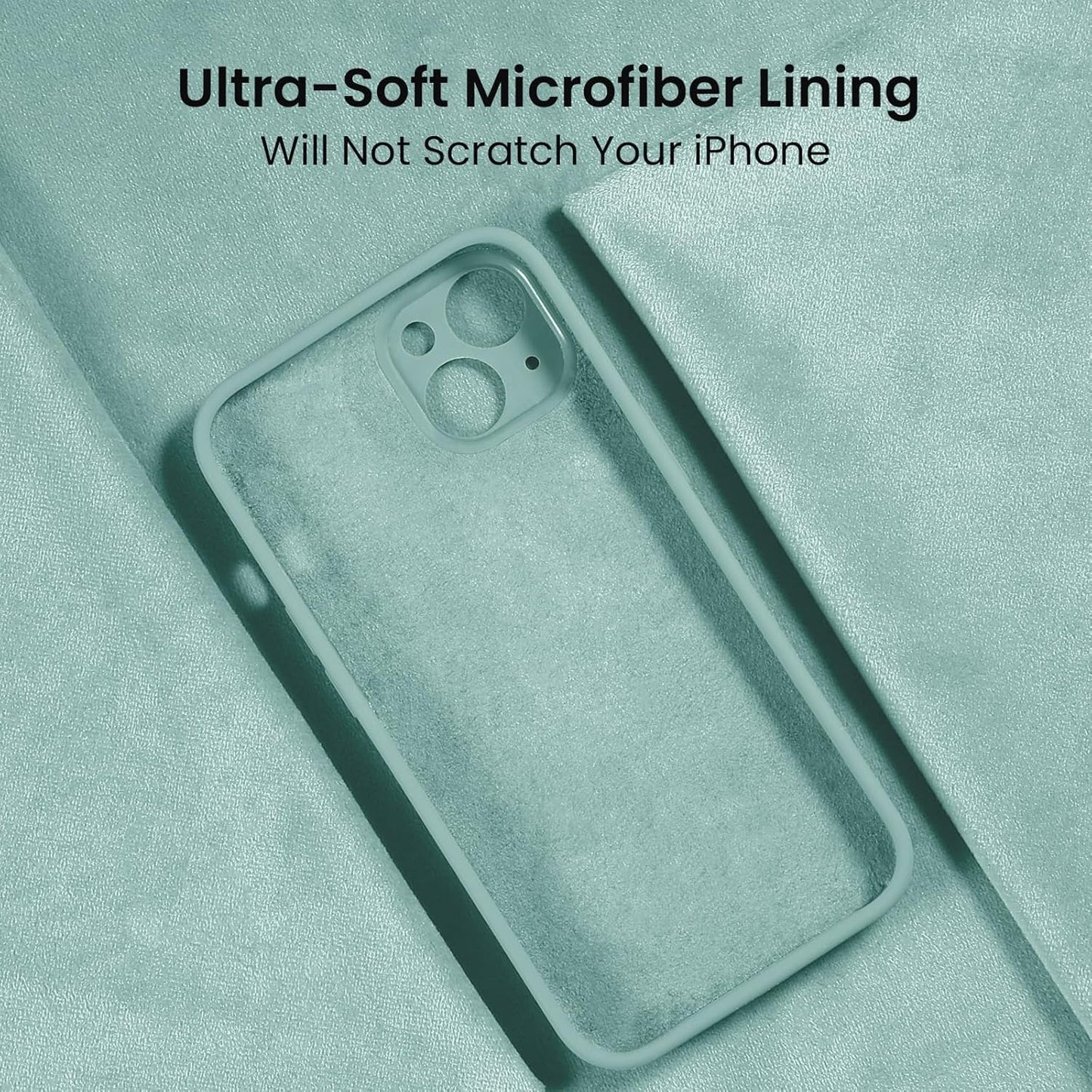 FireNova Designed for iPhone 14 Case, Silicone Upgraded [Camera Protection] Phone Case with [2 Screen Protectors], Soft Anti-Scratch Microfiber Lining Inside, 6.1 inch, Mint Green