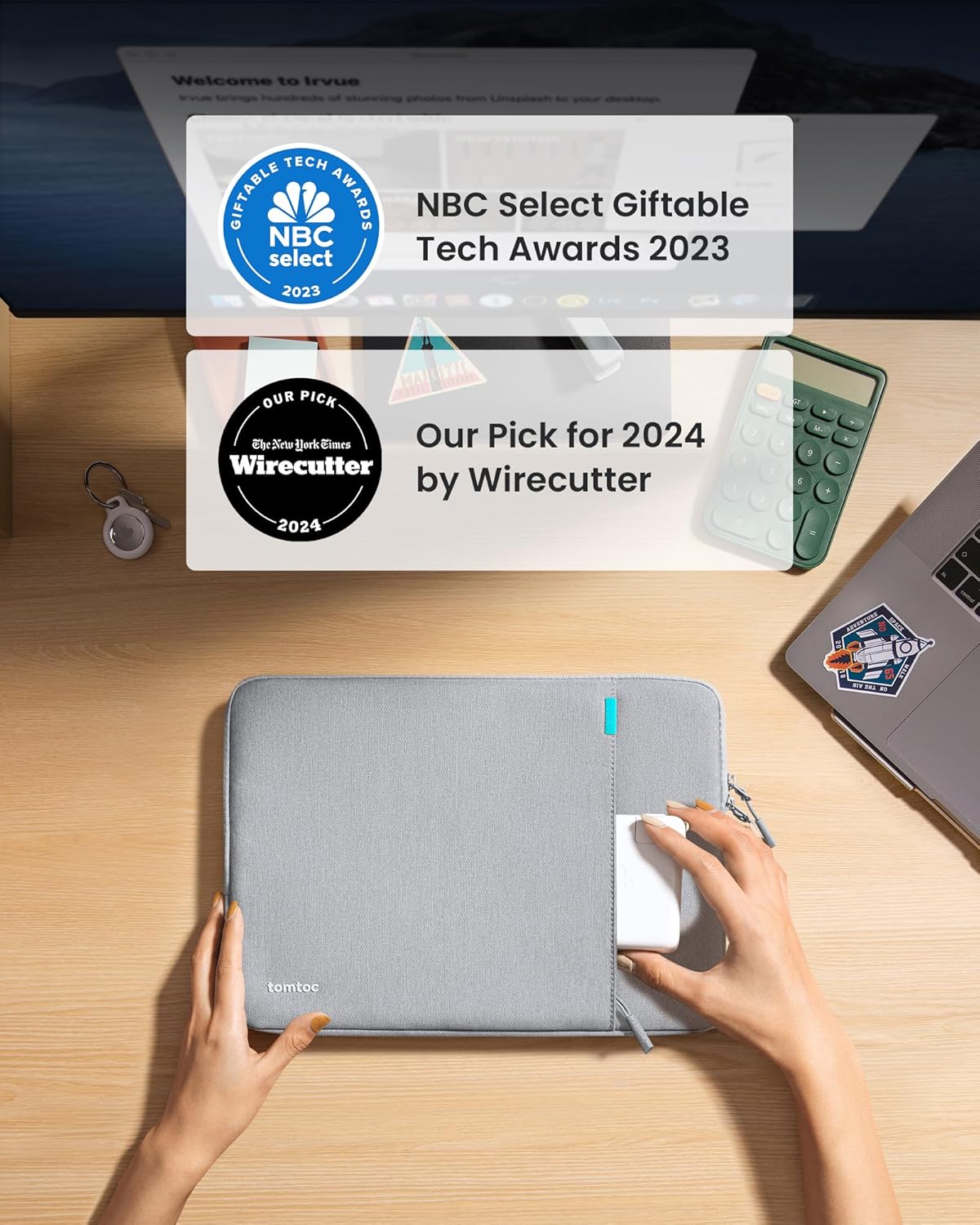 tomtoc 360 Protective Laptop Sleeve for 14-inch MacBook Pro M4/M3/M2/M1 Pro/Max A3112 A3401 A3185 A2992 A2918 A2779 2024-2021, Water-Resistant Case Bag with Accessory Pocket for 13.8 Surface Laptop 7