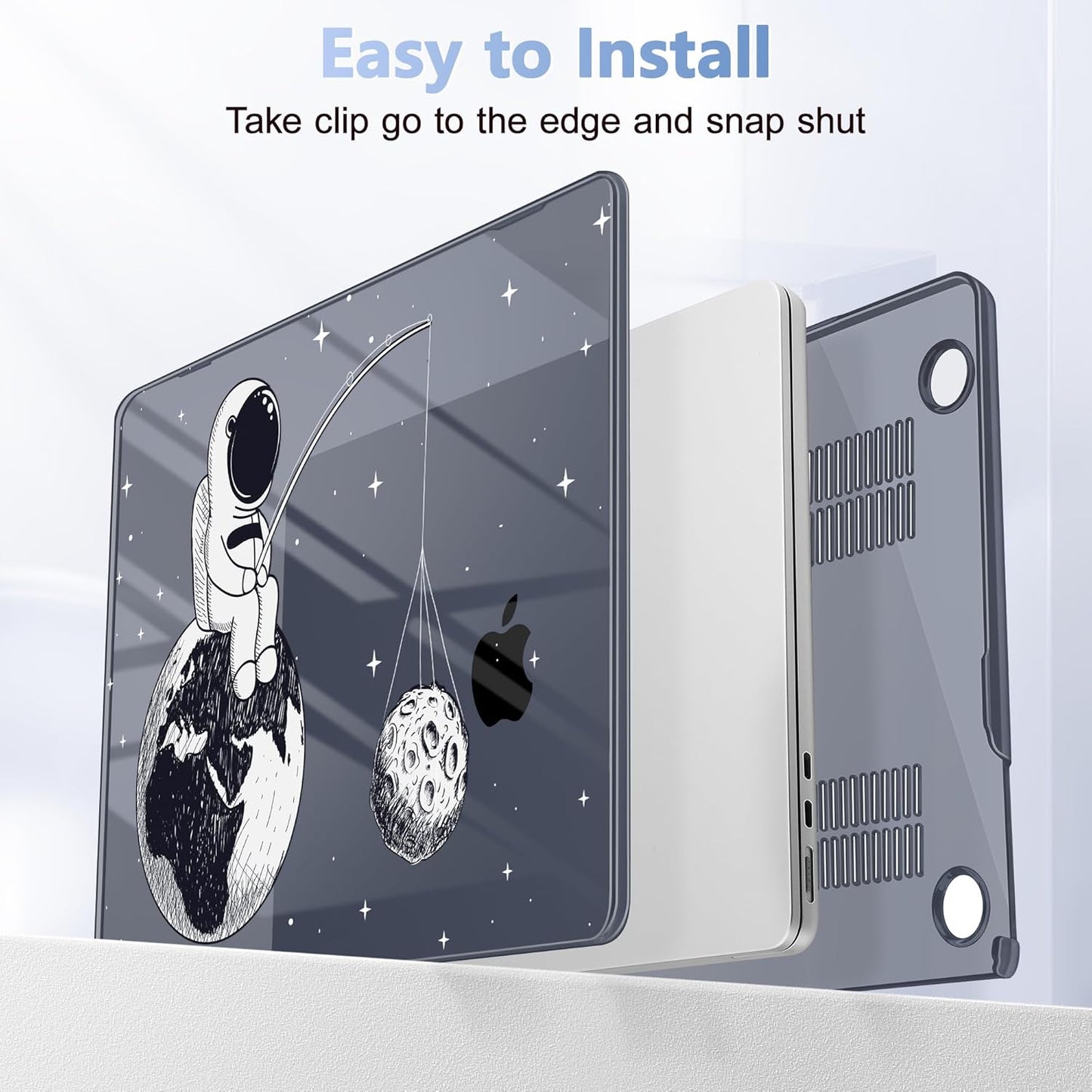 Case for MacBook Air 15 Inch 2025 2024 2023 Release M4 A3241 M3 A3114 M2 A2941, Hard Shell with Screen Protector & Keyboard Cover, Compatible with Touch ID - Astronaut Enjoy