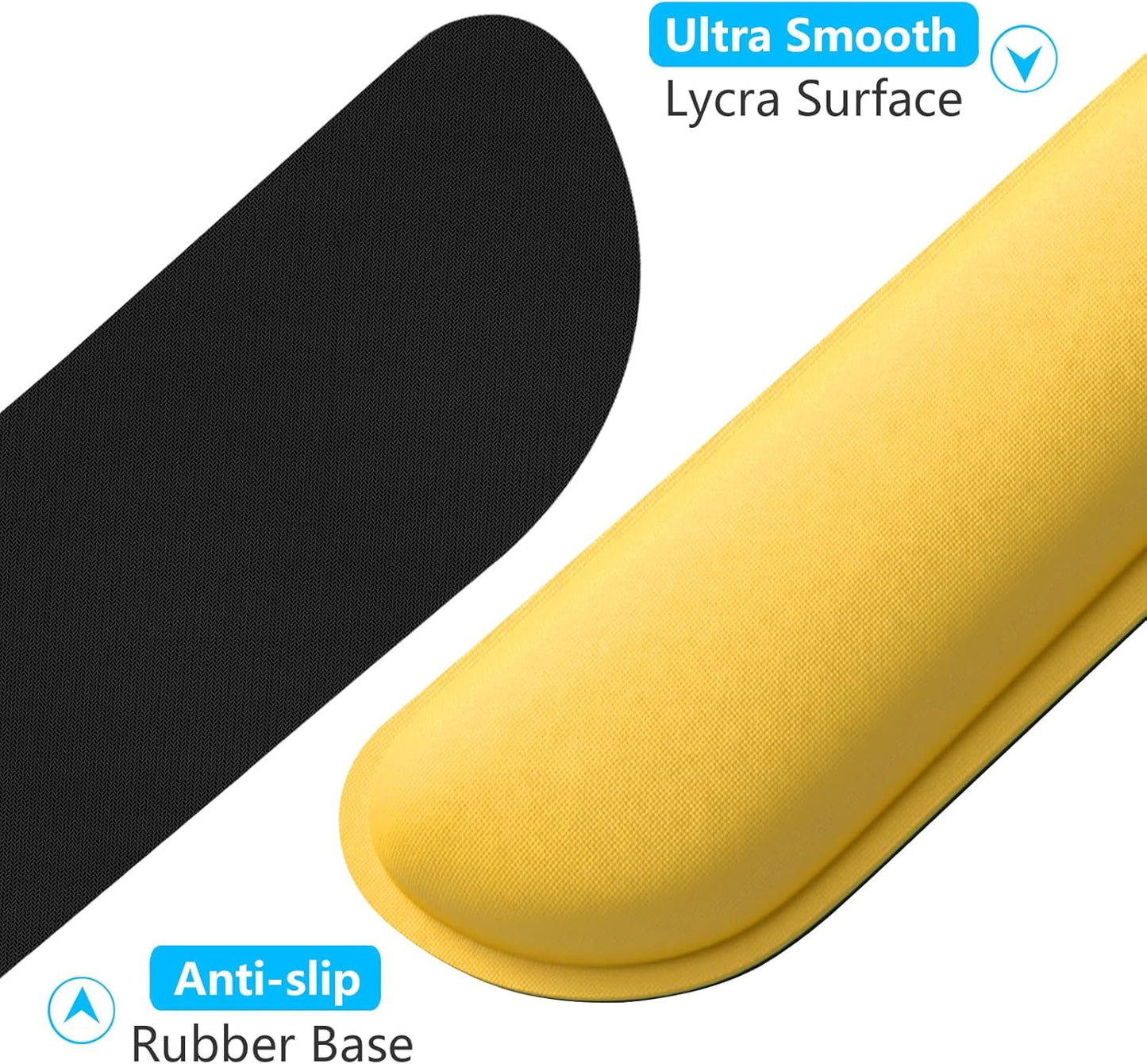 Dapesuom Enlarge Keyboard Wrist Rest, Cute Memory Foam Keyboard Wrist Cushion for Computer Desk Mats Support, Typing Pain Relief Ergonomic Mouse Pad Rests with Non-Slip Base for Gaming, Laptop, Yellow