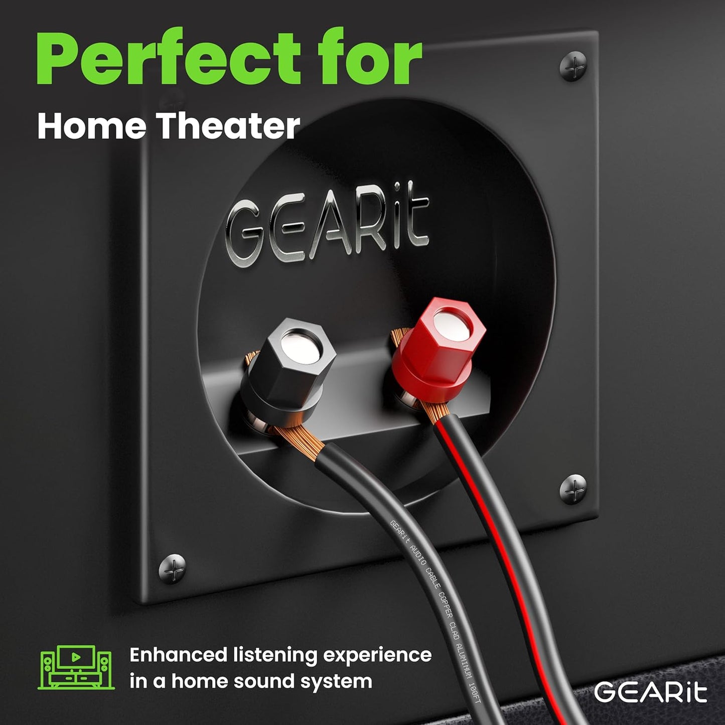 14AWG Speaker Wire, GearIT Pro Series 14 AWG Gauge Speaker Wire Cable (50 Feet / 15.24 Meters) Great Use for Home Theater Speakers and Car Speakers Black