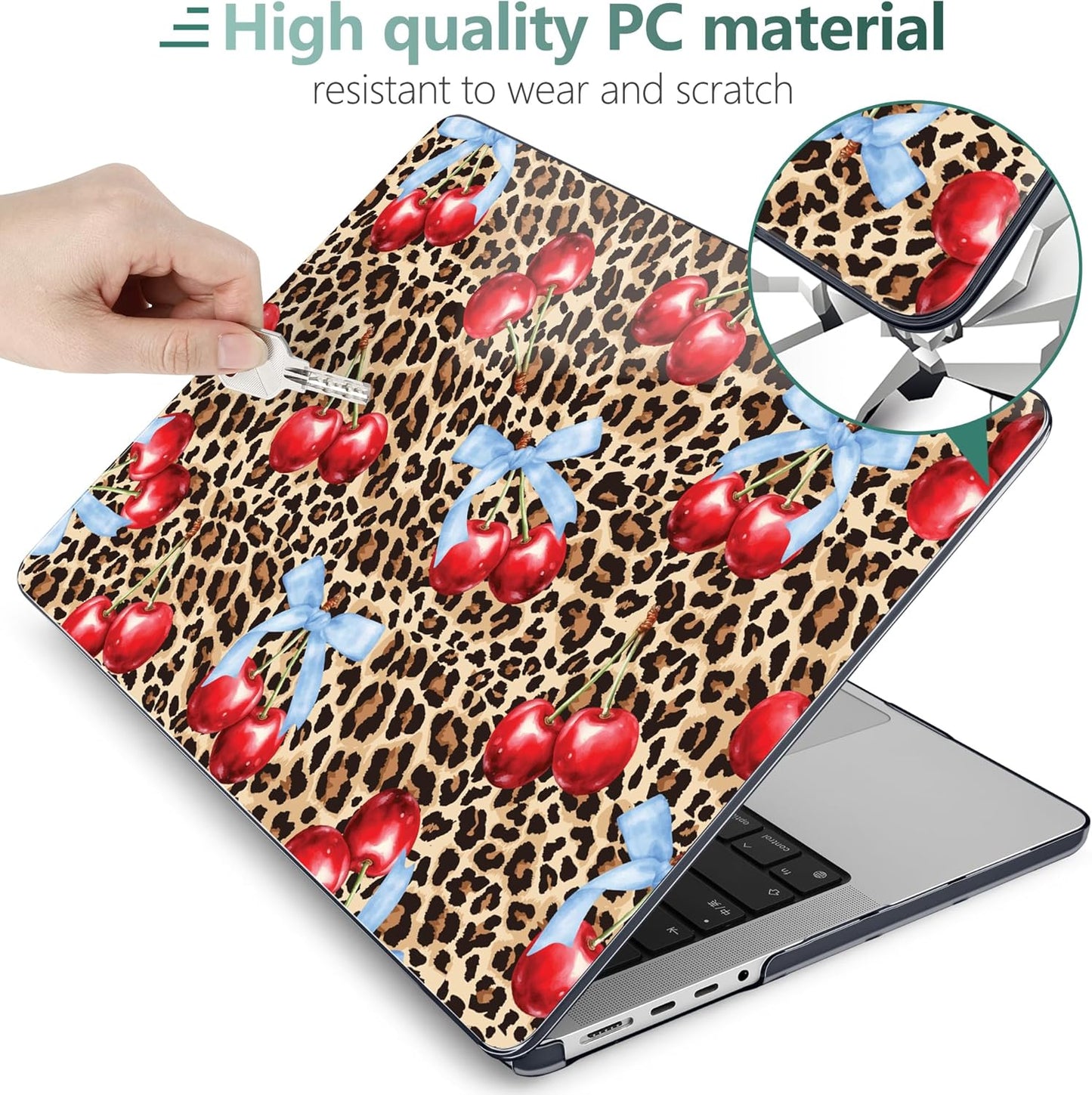 DONGKE for M4 MacBook Pro 16 Inch Case 2024 2023 2021 A3403 A3186 M3 A2991 M2 A2780 M1 A2485 Pro/Max Chip, Plastic Hard Shell Case & Keyboard Cover for Mac Pro 16 with Touch ID, Leopard & Cherry