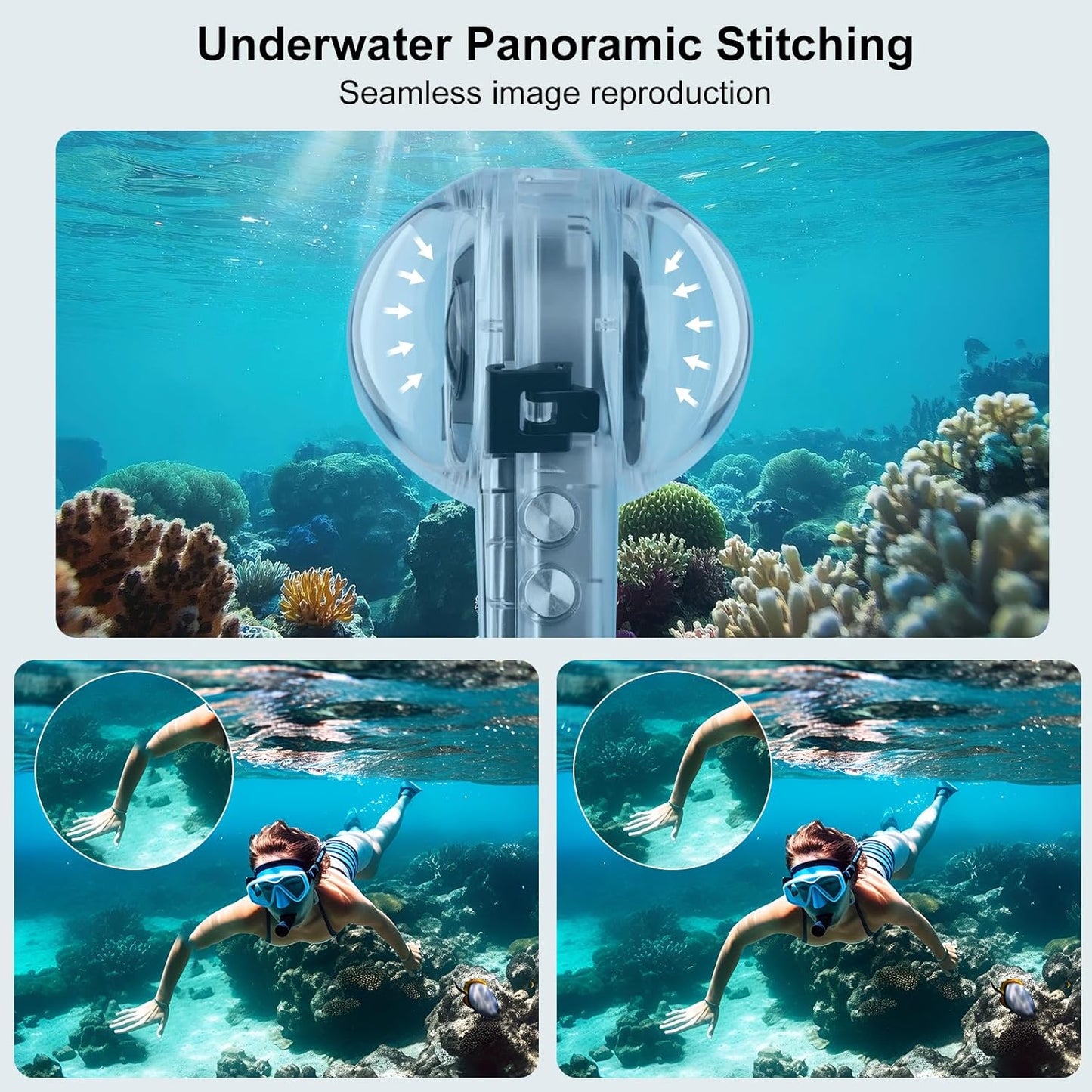 60M/196FT Invisible Diving Case for Insta360 X5 Underwater Waterproof Case Housing Shell for Insta 360 x5 Action Camera Protective Cover Accessories for Diving Surfing Swimming Skiing