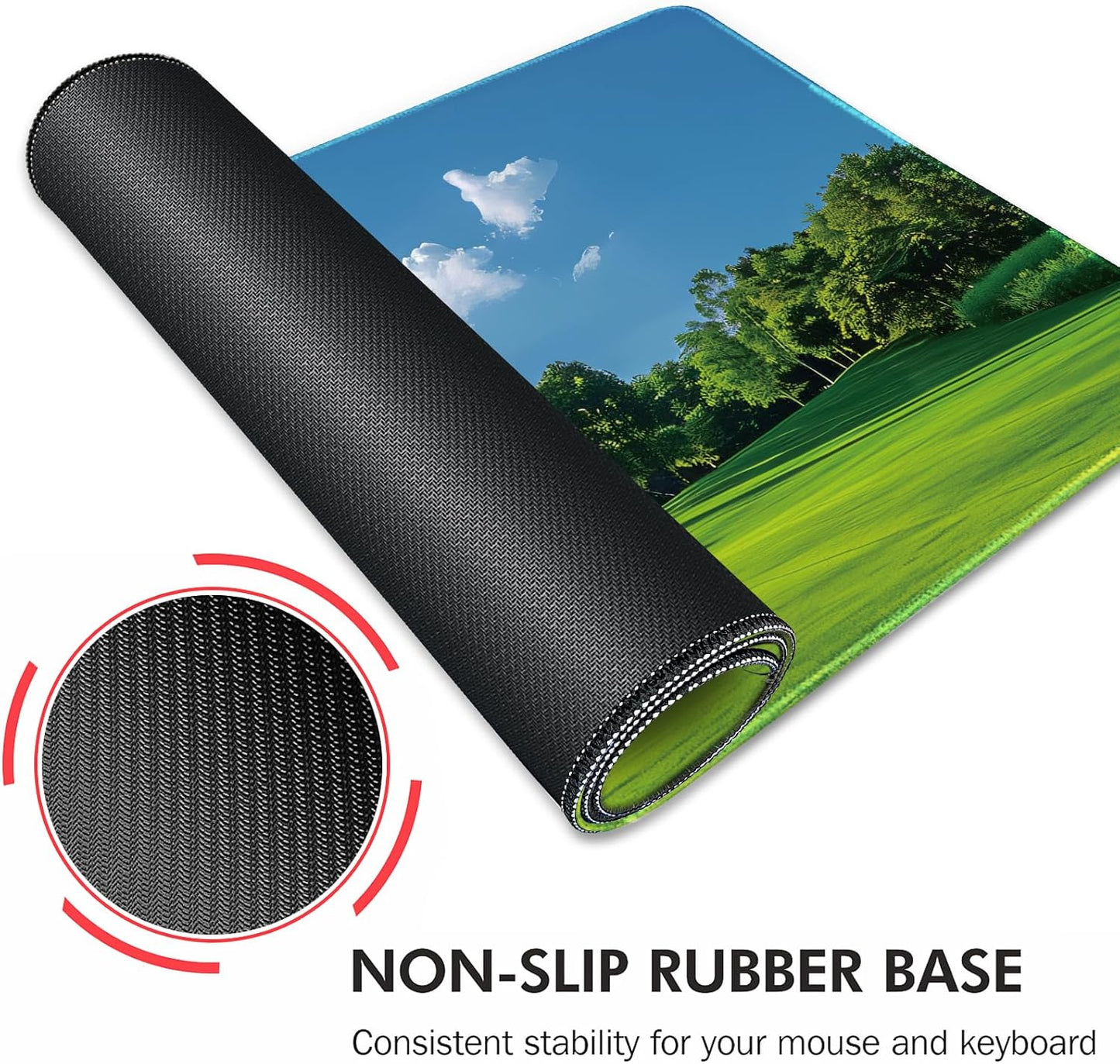 Galdas Gaming Mouse Pad XXL XL Large Long Extended Big Mousepad Non-Slip Rubber Keyboard Mouse Pad with Stitched Edges for Laptop Home Office (31.5x11.8x0.08 Inch) … (Grass)