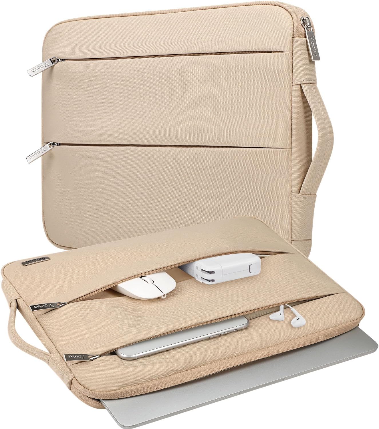 Voova Laptop Sleeve Carrying Case 15.6 16 Inch,Slim Computer Cover Bag Compatible with MacBook Pro 15/16, Dell xps 15,15-16 Inch HP Dell Asus Acer Laptop, Apricot