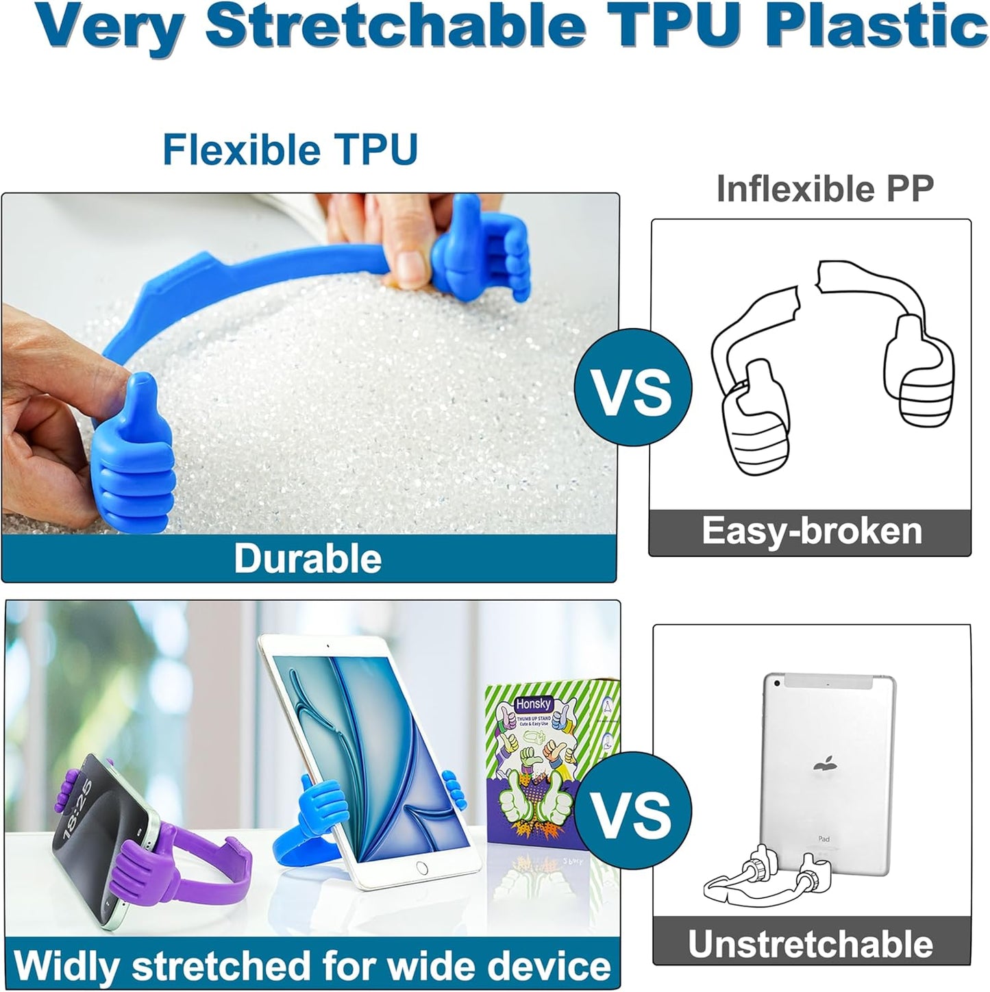 Honsky Thumbs up Cell Phone Stand,Stocking Stuffers Idea,Ok Stand Tablet Stand Cradle for Desk,Smartphone Cellphone Mobile Phone Tablets - Universal Adjustable Flexible - Light Yellow