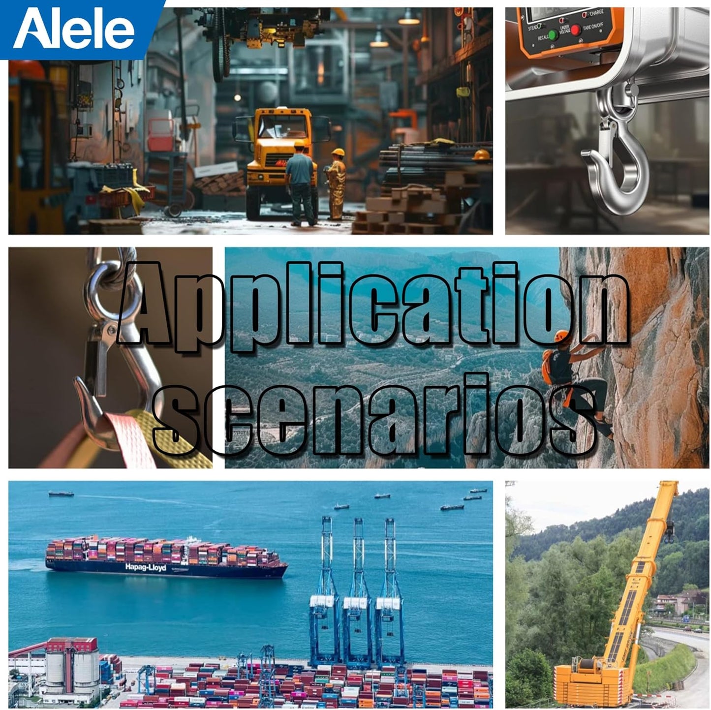 Alele 4Pack 0.5T Crane Scale Grab Hooks, Slip Hooks,Stainless Steel Lifting Hook Rigging Accessory