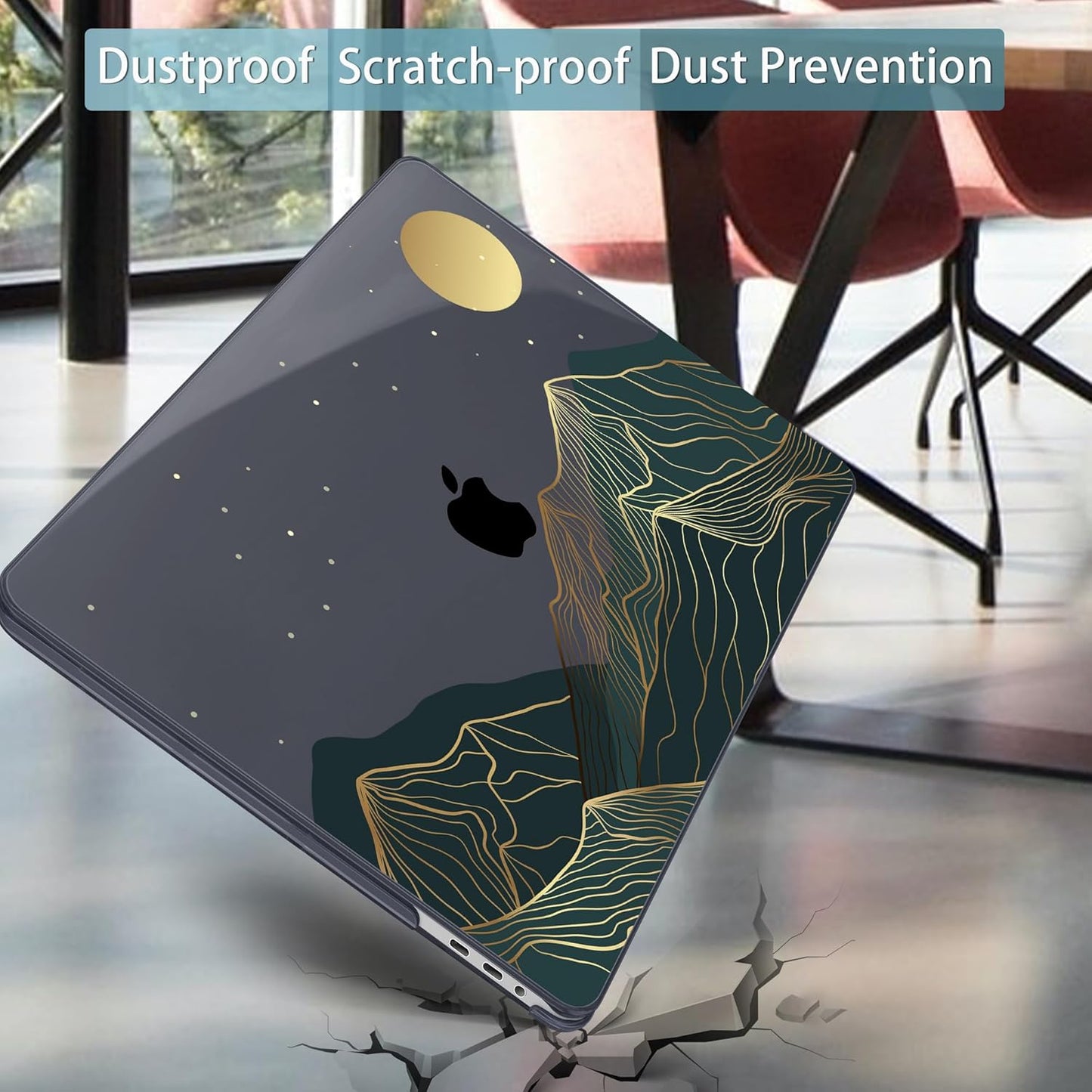 Mektron Case for MacBook Pro 16 Inch A2141 Cover 2019 Release 16" with Liquid Retina Display/Touch ID, Plastic Hard Shell with Keyboard Skin & Screen Protector & Dust Plug, Abstract Mountain C112