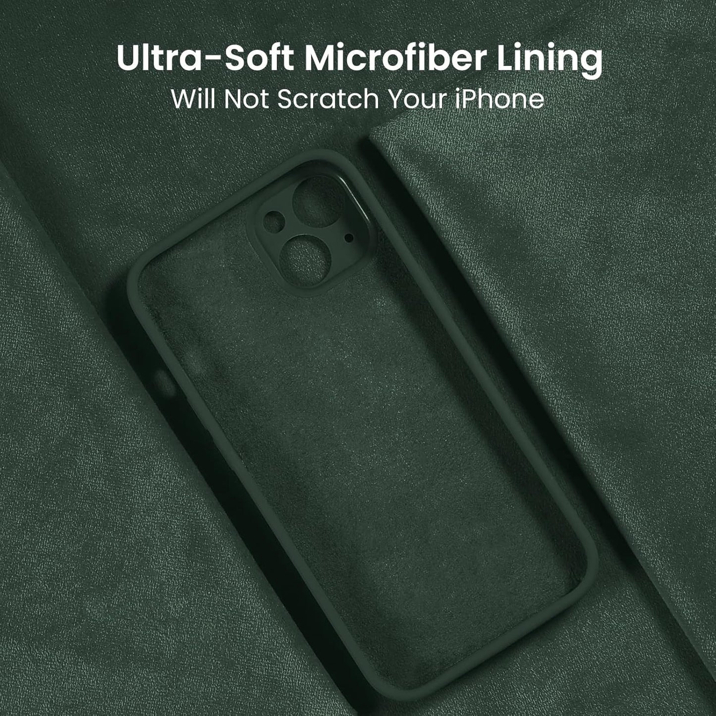 FireNova Designed for iPhone 14 Case, Silicone Upgraded [Camera Protection] Phone Case with [2 Screen Protectors], Soft Anti-Scratch Microfiber Lining Inside, 6.1 inch, Alpine Green