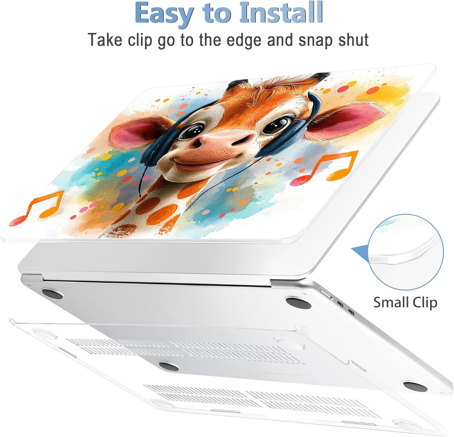 Mektron Compatible with M4 MacBook Air 15 inch Case 2025 A3241 2024 2023 M3 A3114 A2941 M2 Liquid Retina Display Touch ID, Plastic Hard Case & Keyboard Skin & Screen Protector - Cute Giraffe