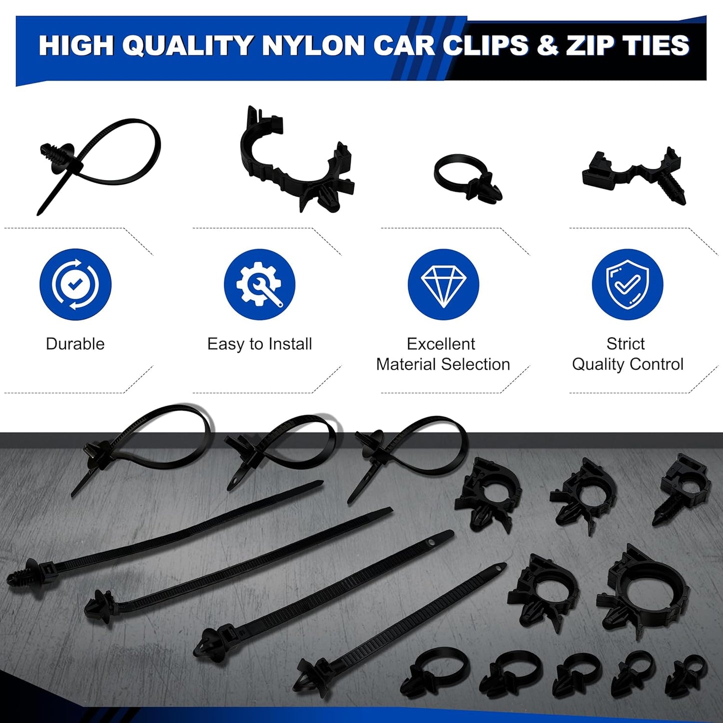 200 PCS Car Wire Loom Routing Clips Assortment Kit 14 Sizes Wiring Harness Routing Clips Push Mount Cable Zip Tie Replacement Parts for Universal Honda GM Mazda