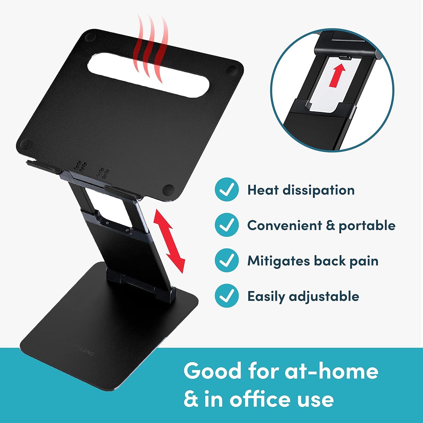 Ergonomic Adjustable Laptop Riser - Fits 10-17 Inch Laptops & MacBooks - Portable Desk Stand