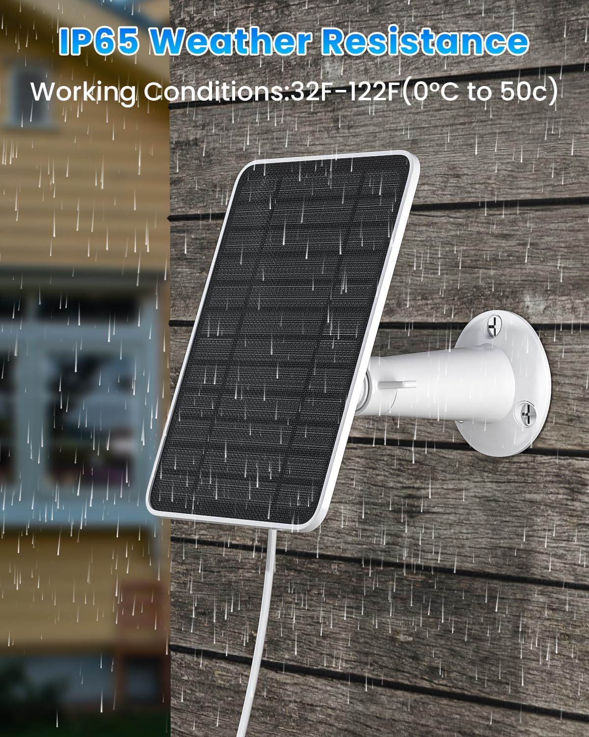 5W Solar Panel for Ring Camera, Solar Panel Charger Compatible with Ring Spotlight Plus/Pro Stick Up Outdoor Cam Battery, 9.8ft Cable with USB-C to Barrel Plug Adapter & Micro-USB Adapter, 3 Pack