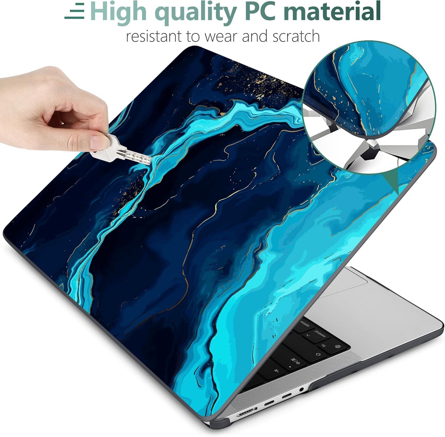 DONGKE for M4 MacBook Pro 16 Inch Case 2024 2023 2021 A3403 A3186 M3 A2991 M2 A2780 M1 A2485 Pro/Max Chip, Plastic Hard Shell Case & Keyboard Cover for Mac Pro 16 with Touch ID, Blue Marble