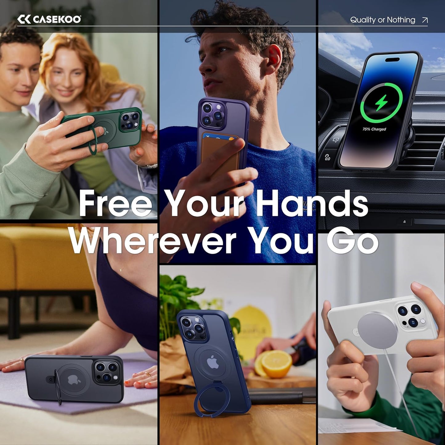 CASEKOO Designed for iPhone 14 Pro Max Case with Magnetic Invisible Stand [Military Drop Protection] [Compatible with MagSafe] Shockproof Slim Translucent Matte Promax Case 6.7 Inch, Green