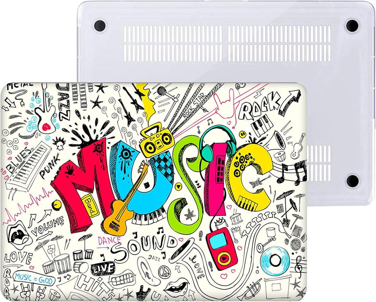 Creativity Music Laptop Shell Compatible with MacBook Air 13 Inch Case 2017 2016 2015 2014 2013 2012 2011 2010 A1466/A1369, AMCJJ Plastic Hard Cover Shell Case & Keyboard Cover &Screen Protector