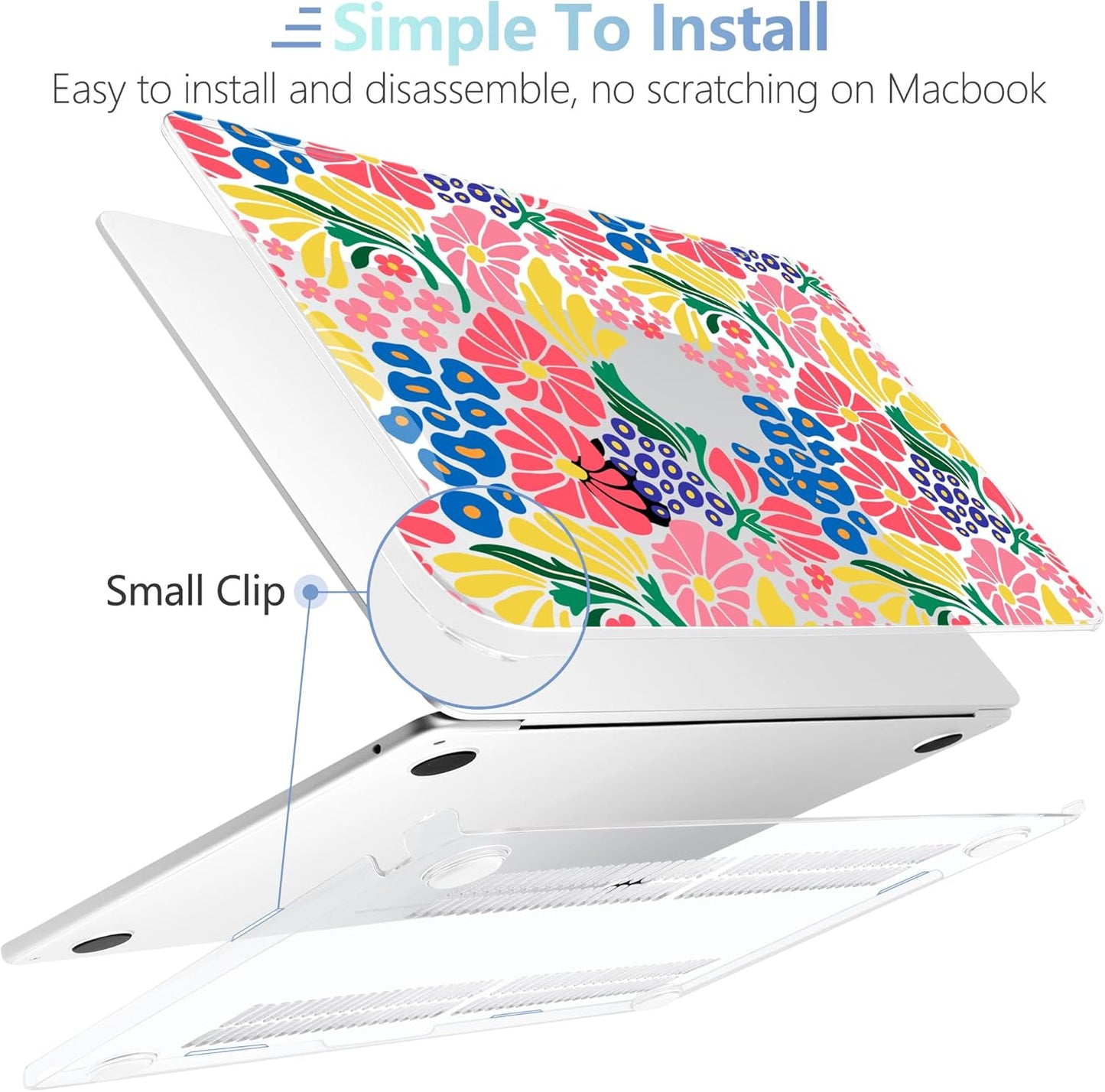 MEEgoodo for M4/M3/M2 MacBook Air 15.3 inch Case 2025 2024 2023, Case Fit Model (A3241/A3114/A2941) for MacBook Air 15 inch, Laptop Hard Shell with Keyboard Cover, Groovy Flower