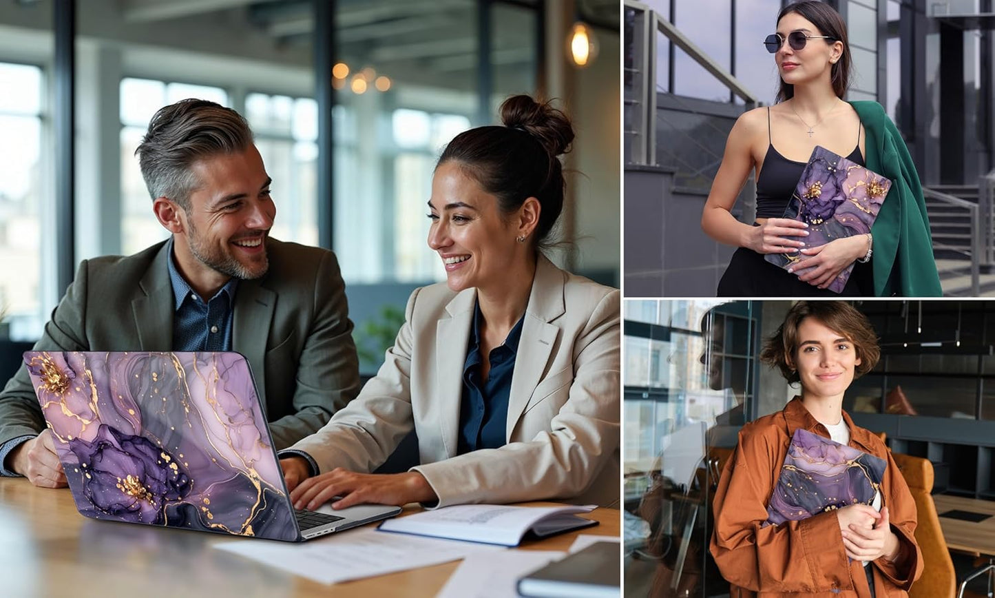 DONGKE for M4 MacBook Pro 16 Inch Case 2024 2023 2021 A3403 A3186 M3 A2991 M2 A2780 M1 A2485 Pro/Max Chip, Plastic Hard Shell Case & Keyboard Cover for Mac Pro 16 with Touch ID, Marble & Flower