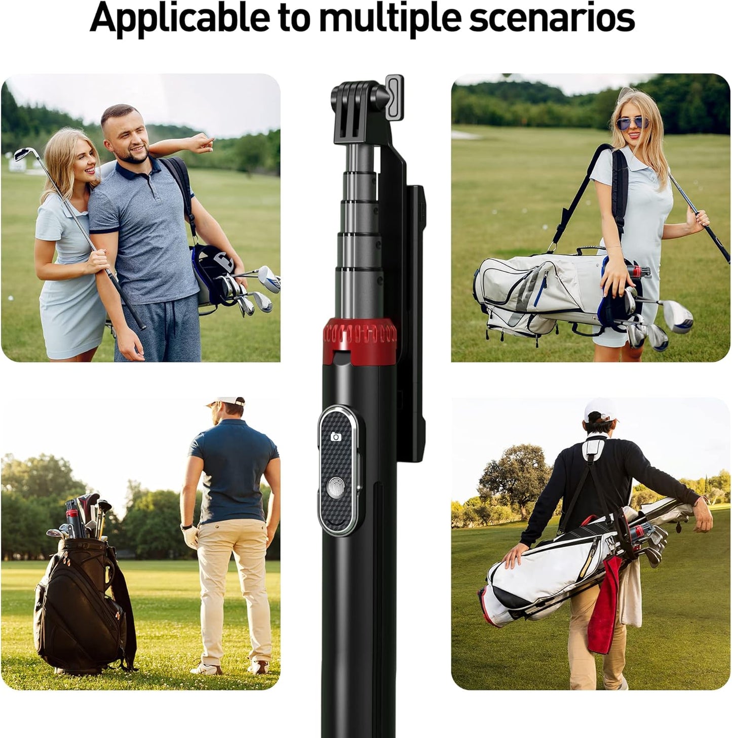 62" Phone Tripod & Selfie Stick for Golf Training, Extendable Cell Phone Tripod Stand with Wireless Remote and Phone Holder, Golf Training Aid - Compatible with iPhone Android iPhone