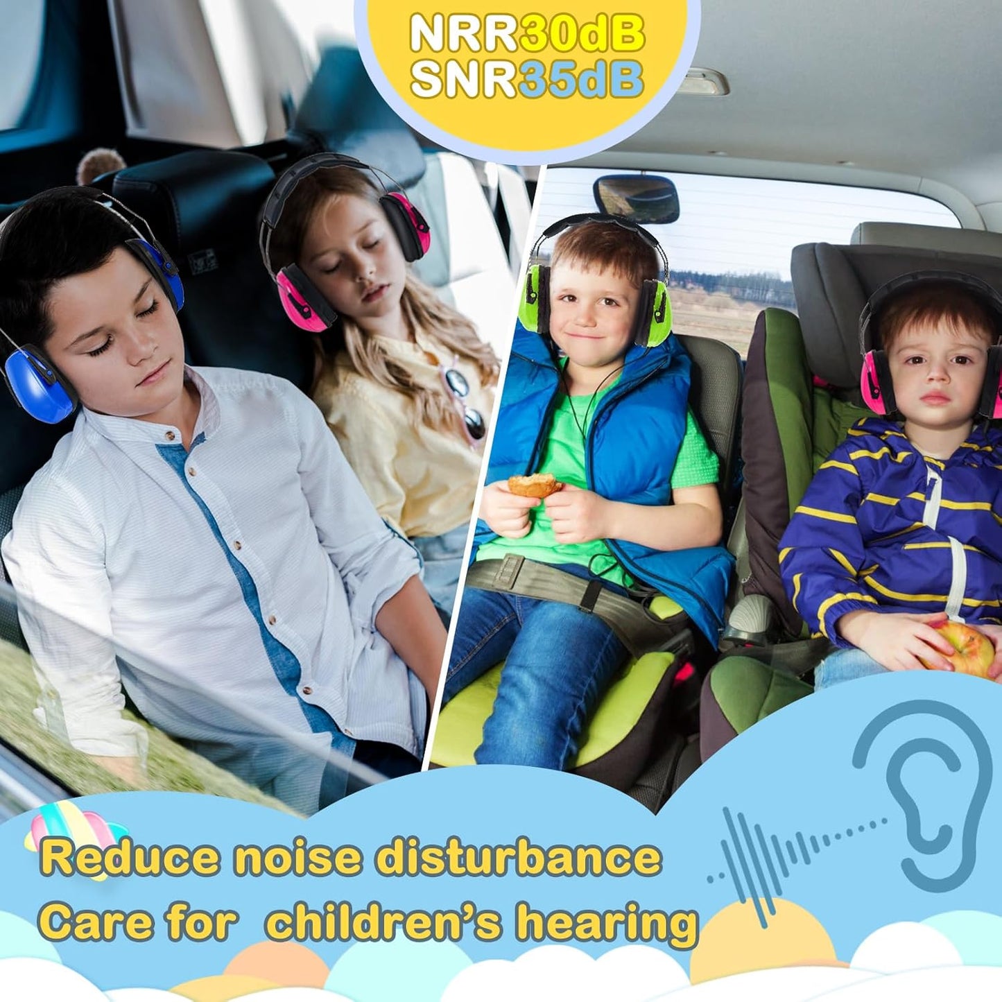 Amylove 12 Pcs Kids Ear Protection Noise Cancelling Headphones Ear Muffs Bulk 27db Adult Noise Reduction Hearing Earmuff(Universal Fit (kids & Adults),Fresh Style,Bright Color)