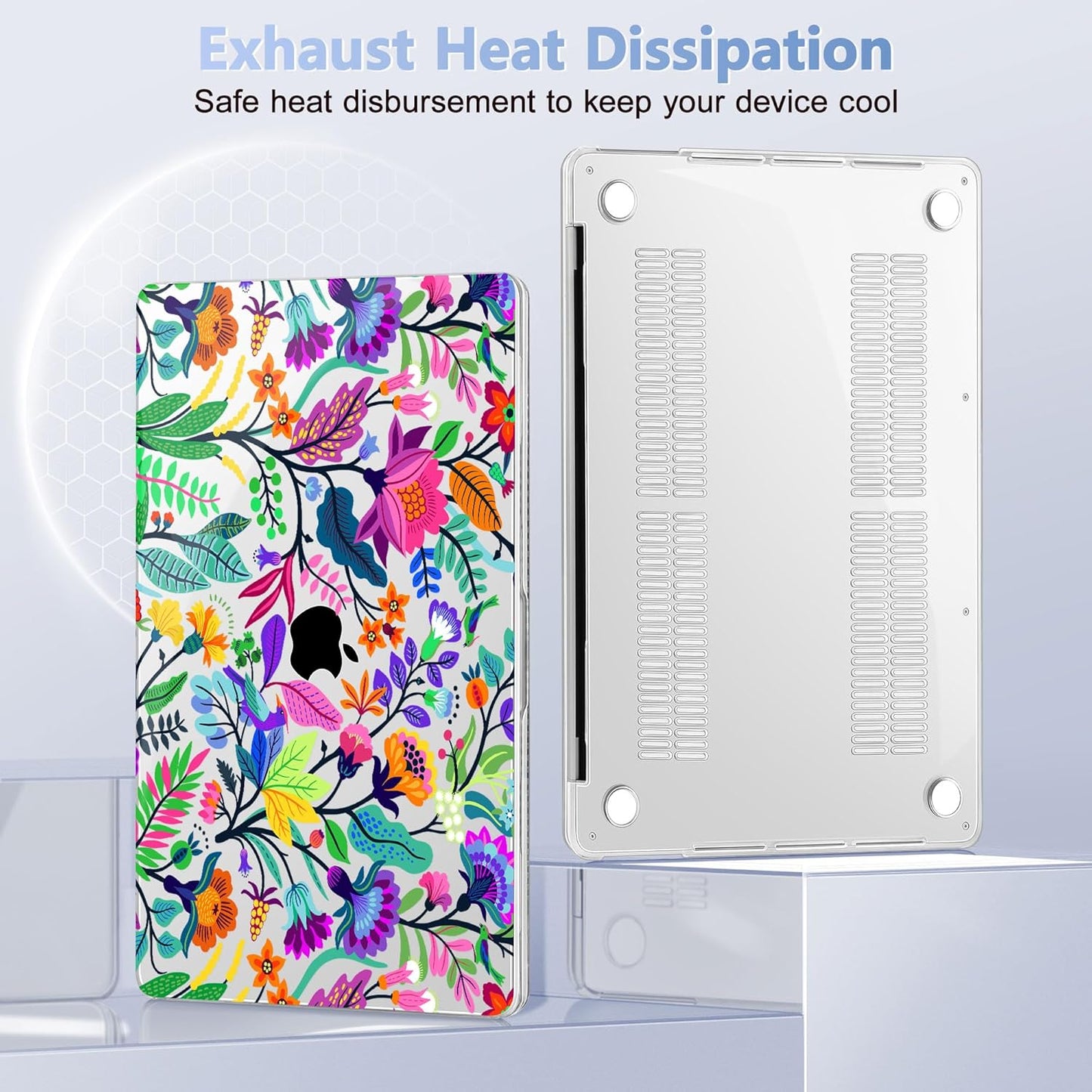 May Chen Compatible with MacBook Pro 13 inch Case 2022 2021 2020 Release Models A2338 M2 M1 A2251 A2289, Plastic Hard Shell Case Keyboard Cover for Mac Pro 13" with Touch Bar & Touch ID, Floral Leaves