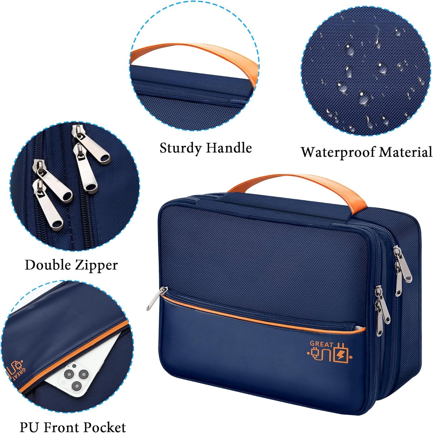 Electronic Organizer Travel Case, Travel Cord Organizer Case Portable Waterproof Cable Organizer Bag for Charger, Cord, USB, Power Bank, Earphone