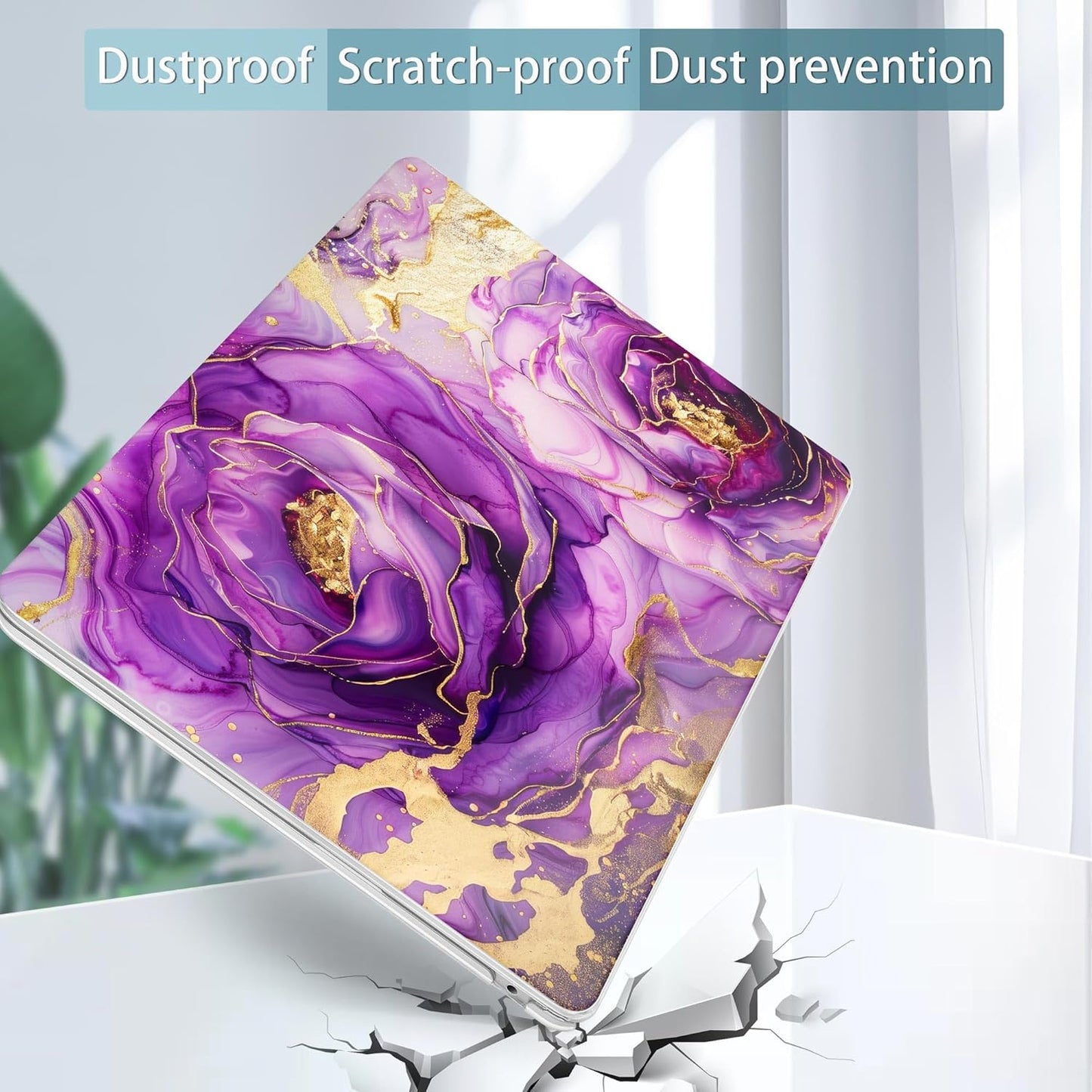 May Chen for MacBook Air 13.6 Inch Case 2025/2024/2023/2022 Release (Model A2681 A3113 A3240, M2 M3 M4 Chip) – Hard Shell Laptop Cover with Keyboard Cover & Screen Protector，Purple Roses