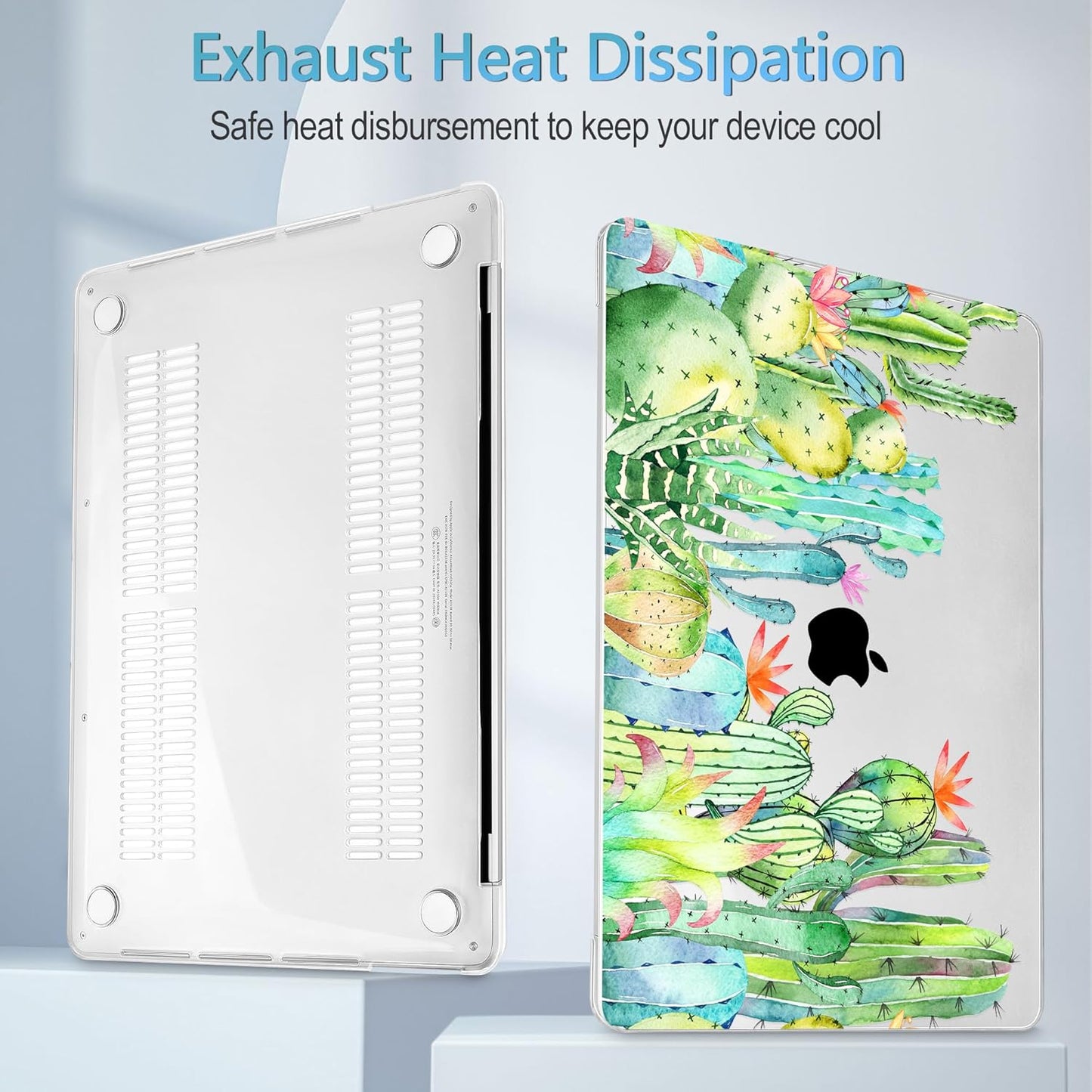 Mektron for MacBook Air 13 Case A1466/A1369 (2010-2017 Release), Snap-on Plastic Hard Shell Cover for MacBook Air 13.3 inch with Keyboard Cover,Watercolor Cactus