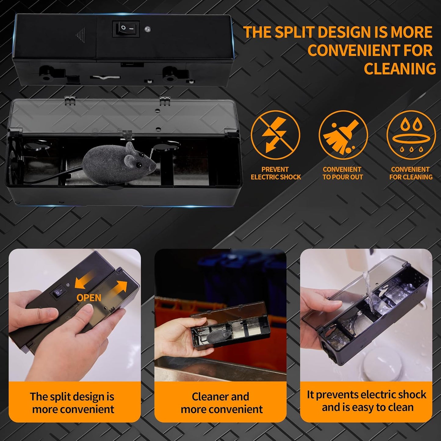 GSS Electric Mouse Trap, Smart Mouse Traps Indoor for Home,Reusable Mice Traps, AC/Battery Powered, Easy Clean