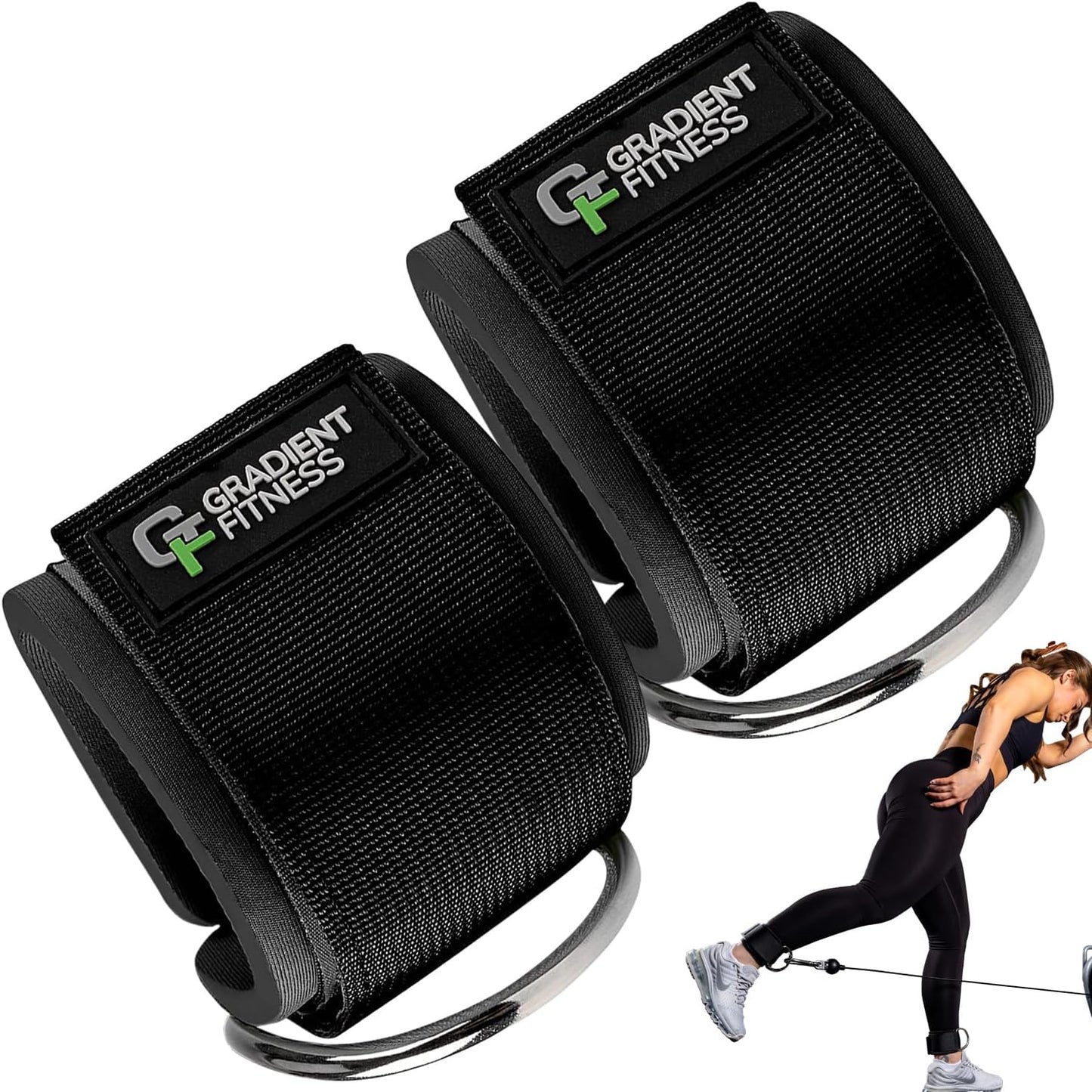Gradient Fitness Ankle Straps (2 Pack) | Ankle Strap for Cable Machine, Ankle Bands for Working Out, Cable Ankle Strap