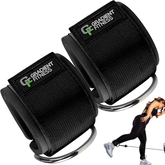 Gradient Fitness Ankle Straps (2 Pack) | Ankle Strap for Cable Machine, Ankle Bands for Working Out, Cable Ankle Strap