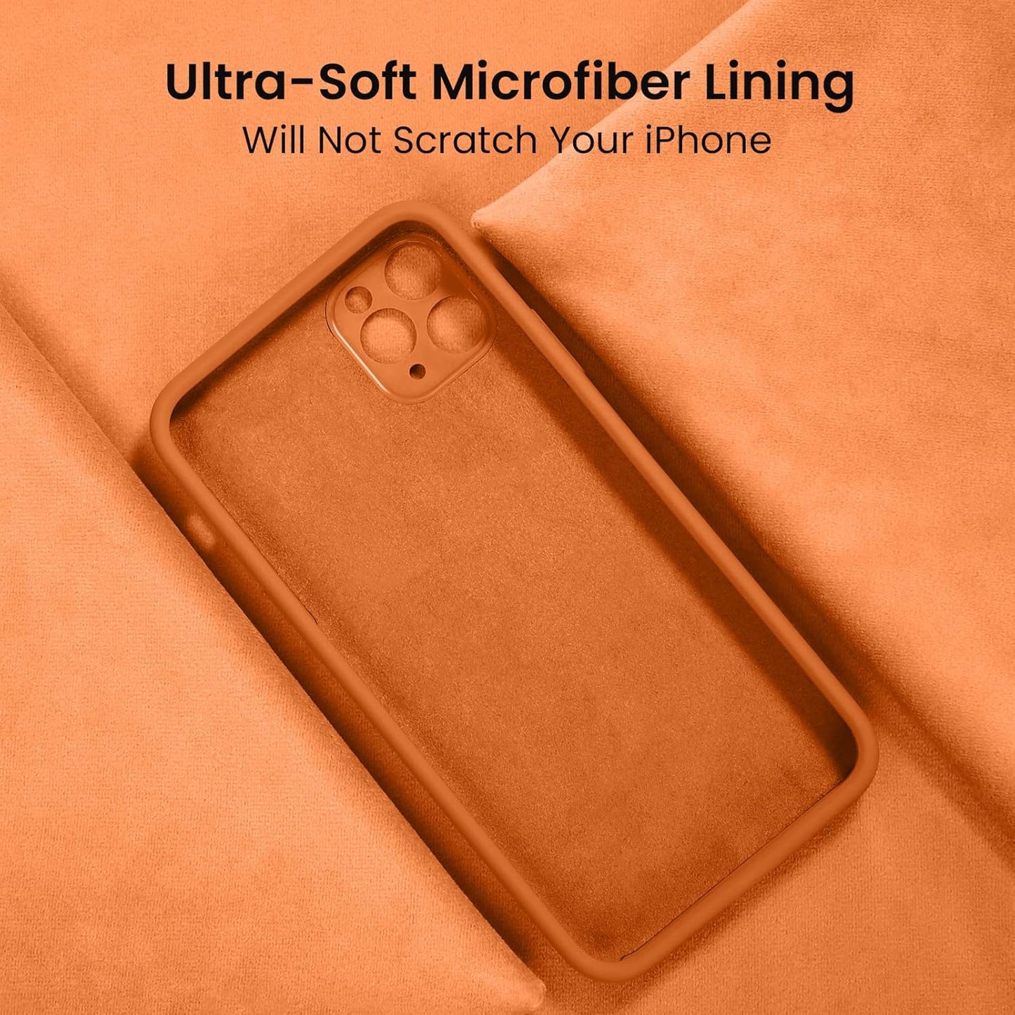 FireNova Designed for iPhone 13 Pro Max Case, Silicone [Camera Protection] Phone Case with [2 Screen Protectors], Soft Anti-Scratch Microfiber Lining Inside, 6.7 inch, Kumquat