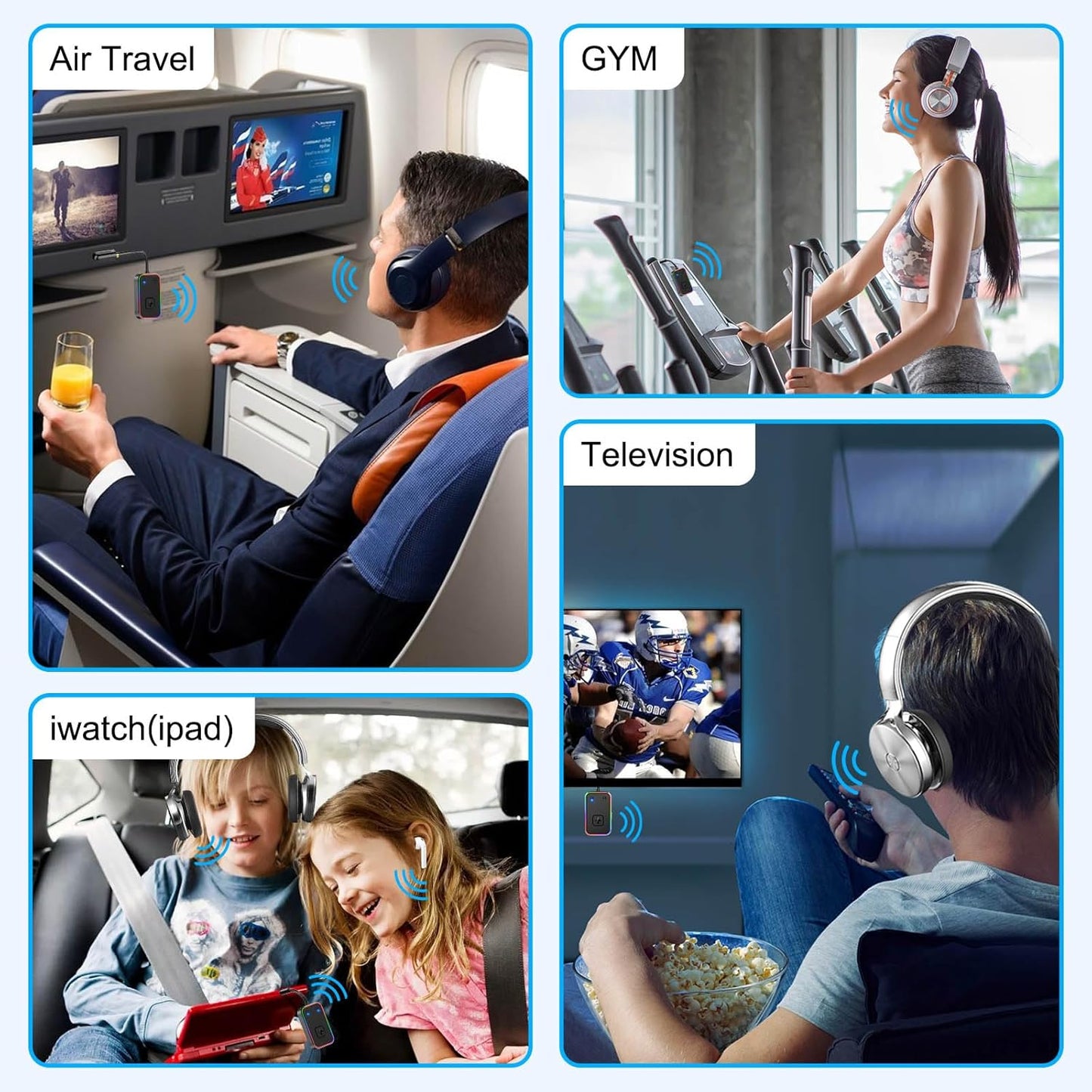 2025 Beeitzie Ultra Airplane Bluetooth 5.4 Transmitter for All Headphones, aptX LL, Supports 2 Headphones/AirPods, Wireless Audio Adapter for in-Flight, TV, Gym, Tablets，Metal Frame