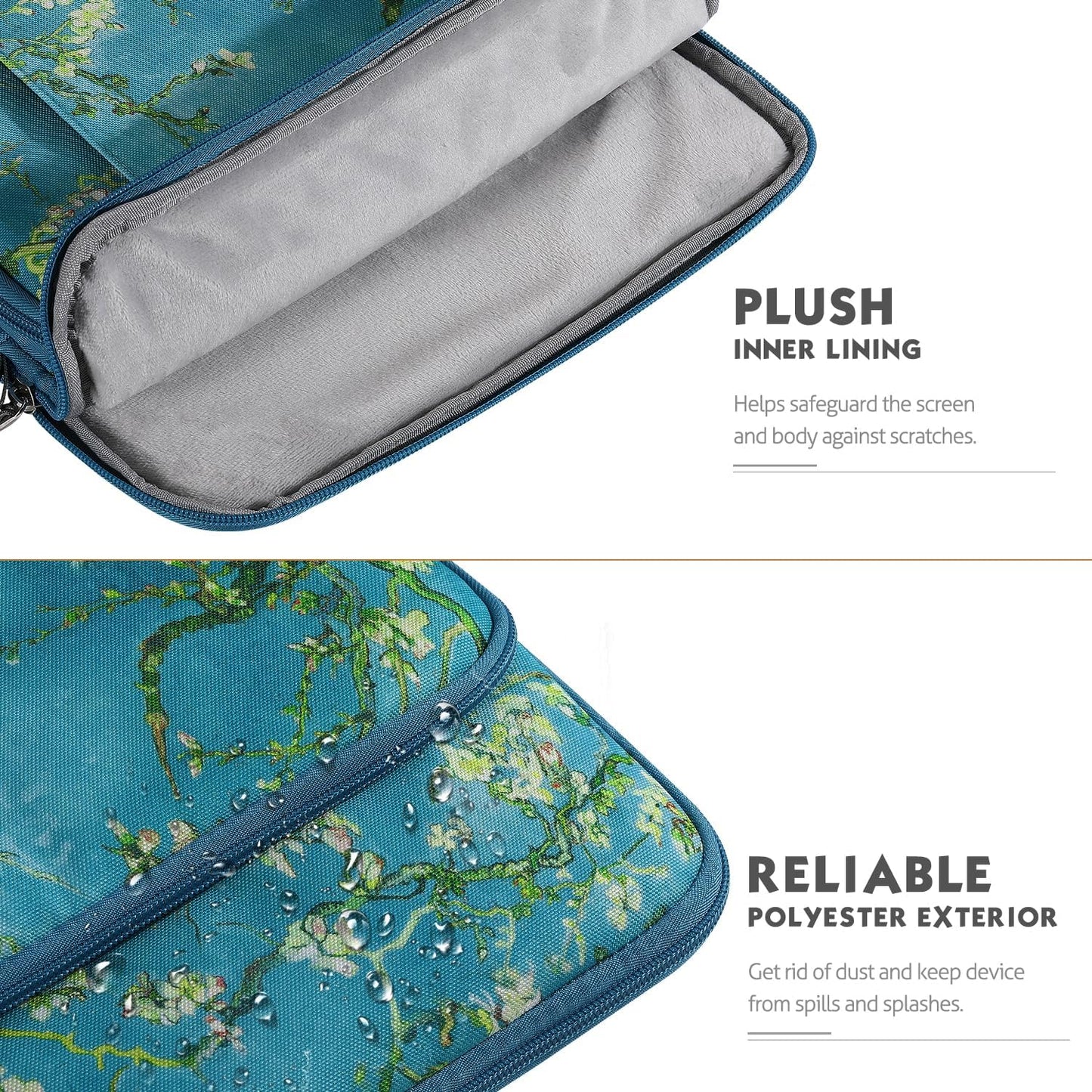 MoKo Laptop Sleeve Bag for 13.3-14 Inch, Notebook Carrying Case with Pocket Fits New MacBook Pro M3/M2 14" /13" M2/M1 Pro/M1 Max 14.2 2023-2021/Air 13.6" M2 2022, Surface Pro 9/8 13", Apricot Flower