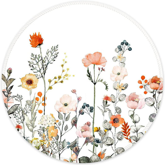 ITNRSIIET Round Mouse Pad with Stitched Edge Premium-Textured Waterproof Non-Slip Rubber Base Desktop Protection Mat Diameter 8.7 inches, Wildflowers