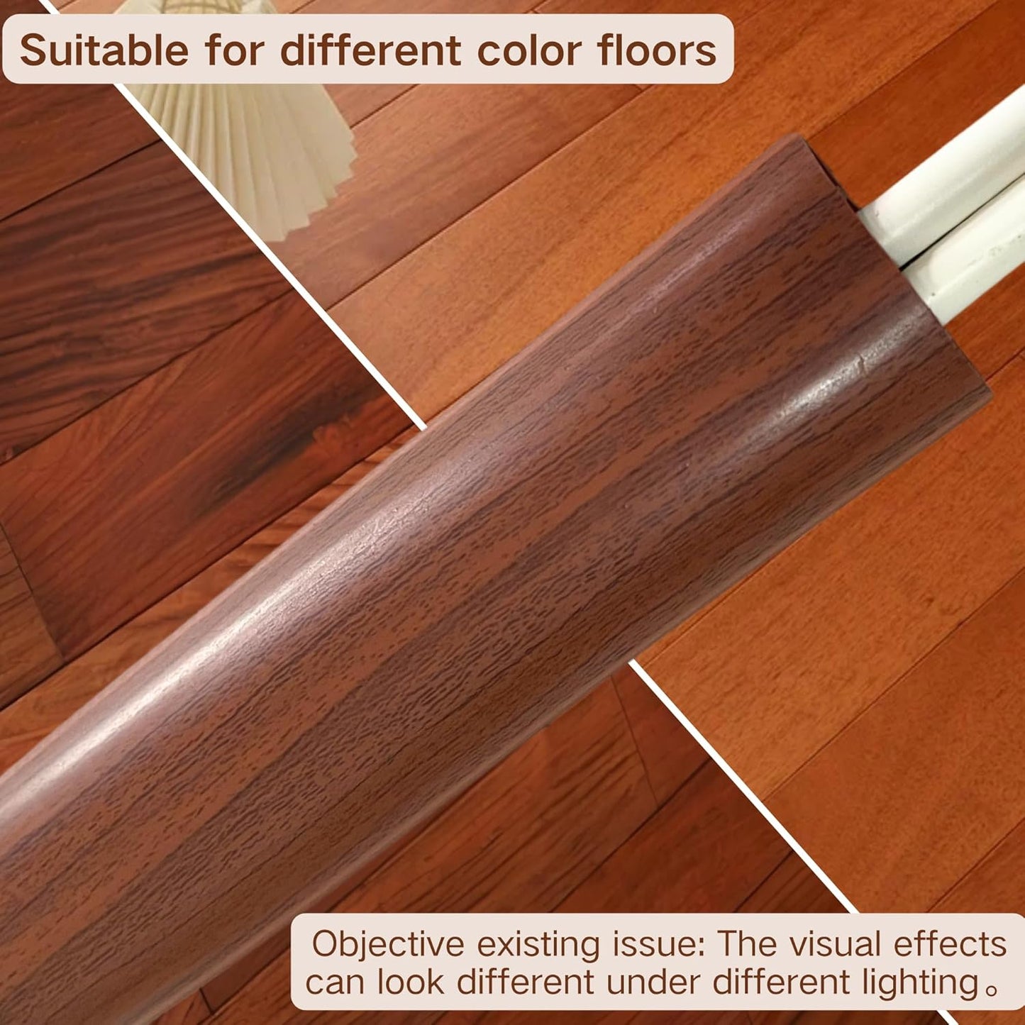 10ft Self Adhesive Floor Cord Cover, Cord Hider Floor, Cable Cavity:0.61"(W) x 0.32"(H),Heavy Duty Cable Protector, Hide Extension Cords, Cable Management Hide Wires on Floor,Walnut Wood
