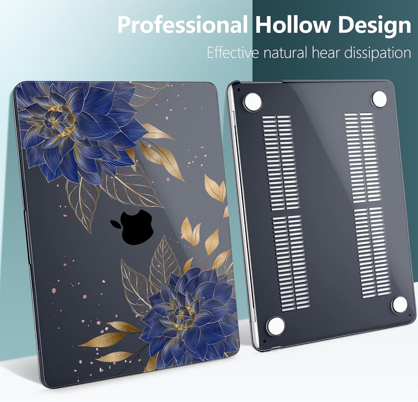 TWOLSKOO Compatible with M4 MacBook Air 15 inch Case 2025-2023 Released Model M4 A3241 M3 A3114 M2 A2941, Plastic Hard Shell & Screen Protector & Keyboard Cover & Trackpad Film, Dahlia Flowers