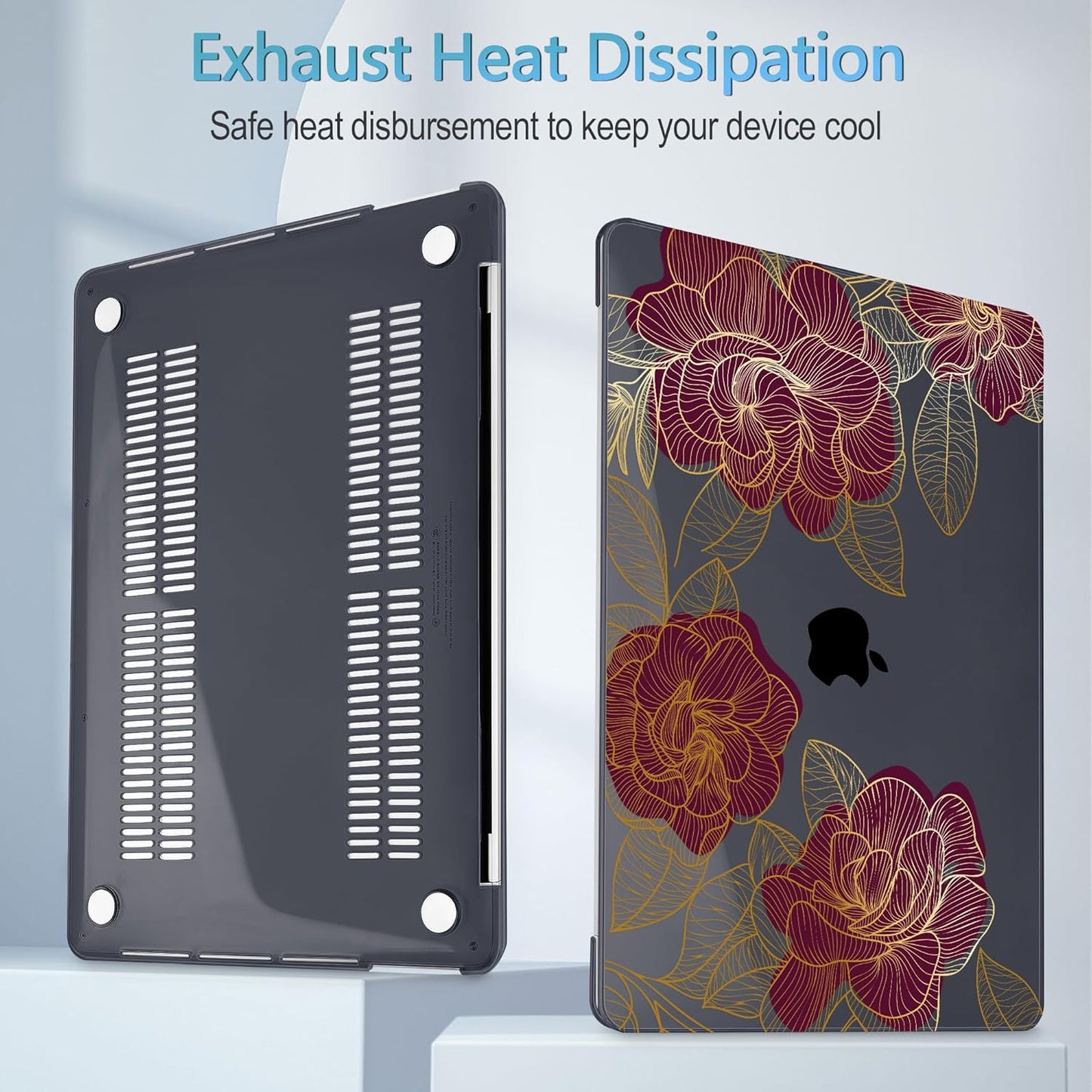 Mektron for MacBook Pro 13-inch Case 2022 2021 2020 Release A2338 M2 M1 A2289 A2251, Printed Plastic Hard Shell Cover for New MacBook Pro 13.3-inch Touch Bar Fits Touch ID，A-Golden Rose