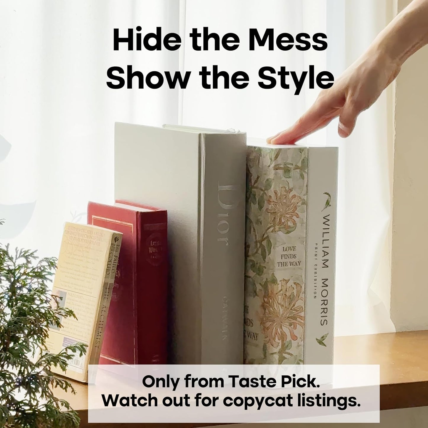 Book Shape Decorative Cable Management Box - Expandable Cable Organizer Box with Magnetic Closure for Home & Office (Libert Paris, Standard)